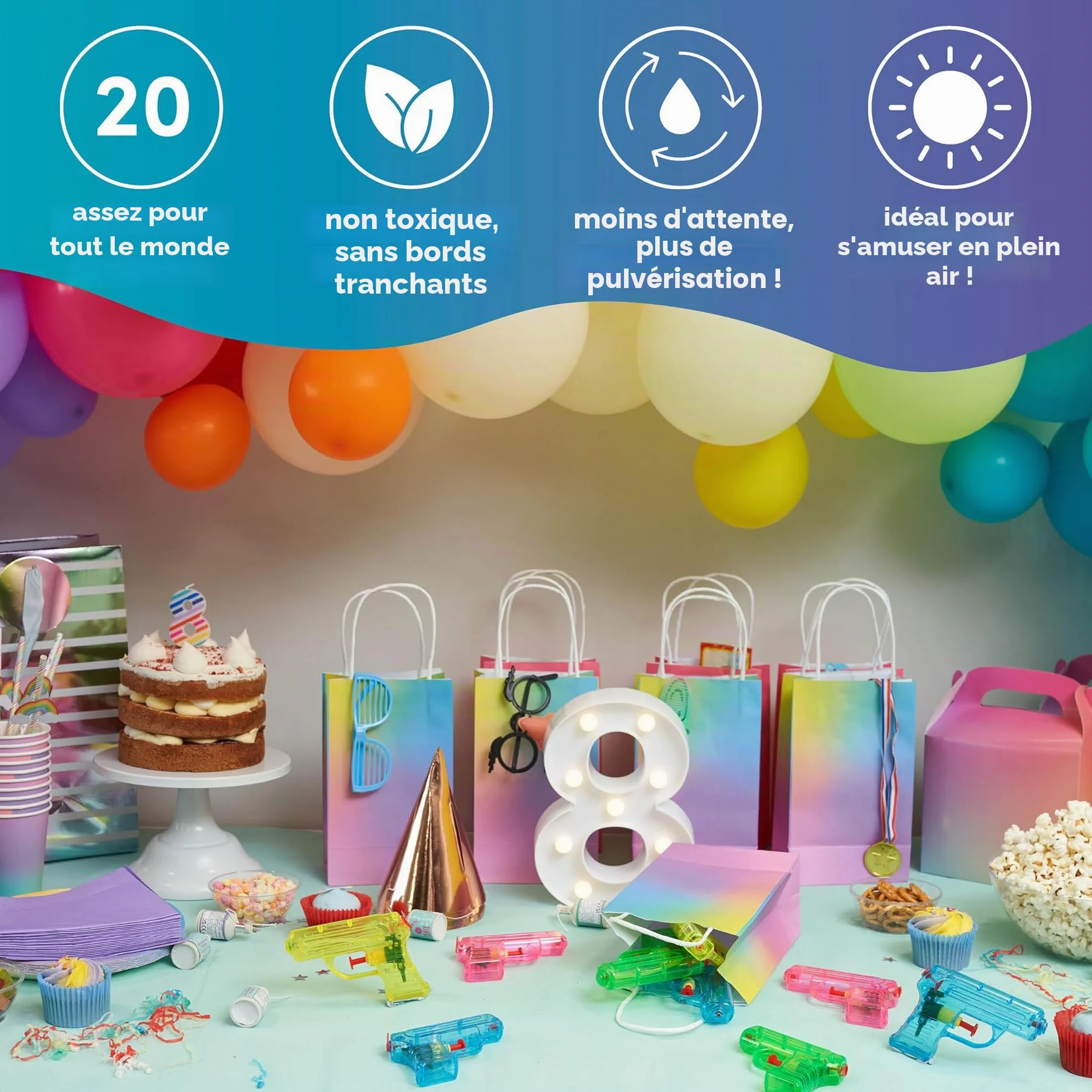 THE TWIDDLERS Lot de 20 Mini Pistolets à Eau 11 cm - Jouets d'Extérieur pour Enfants