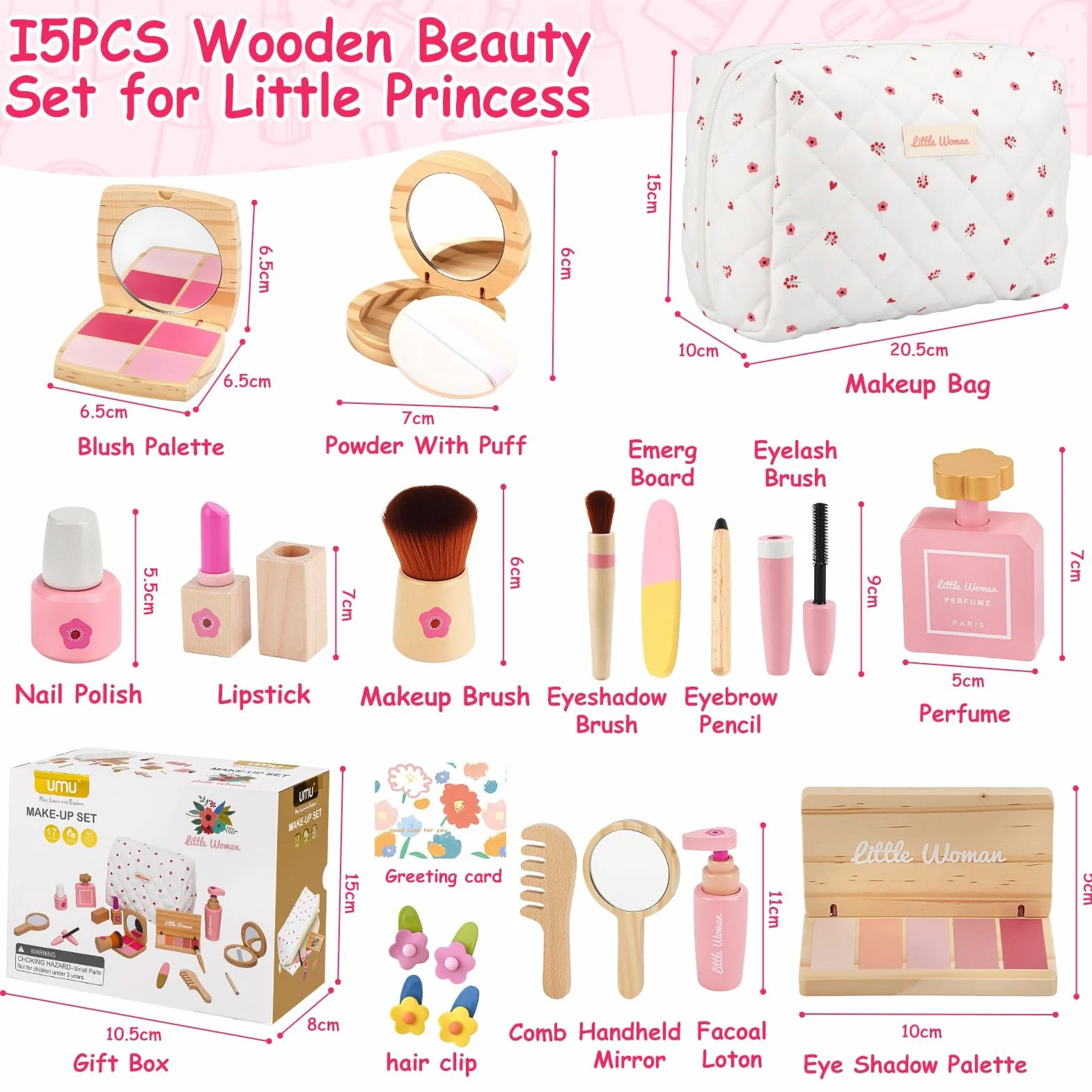 JOYBOY Faux Maquillage Enfant Fille en Bois, Coffret Jouet Maquillage pour Filles