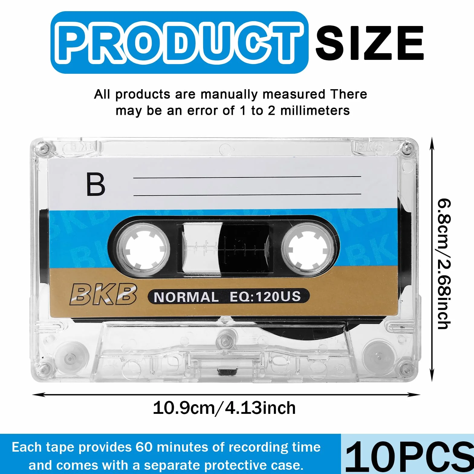 Cassettes audio vierges MC-60 minutes faible bruit Lot de 10