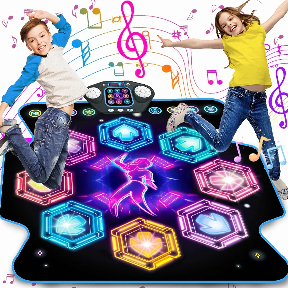 VATOS Tapis de Danse Électronique Enfants 8 Touches LED 4-8 Ans Cadeau Anniversaire Filles Garçons