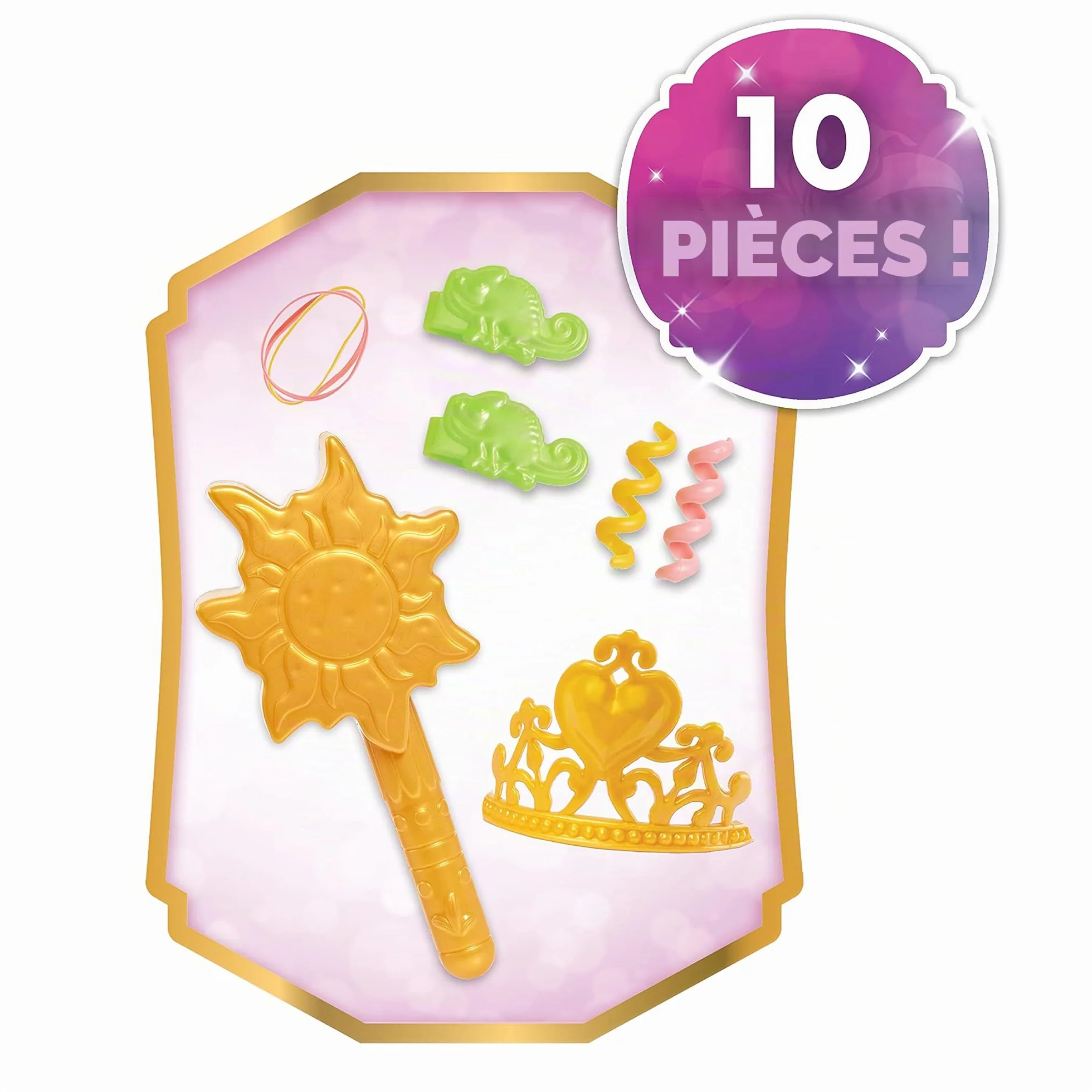 Tête à coiffer Raiponce Princesses Disney, Chevelure Blonde, Coffret de 10 Accessoires, Jouets pour Enfants de 3 Ans et Plus
