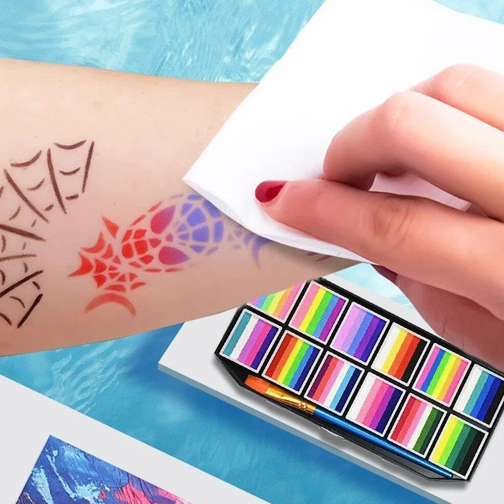 Palette de Peinture pour Visage Halloween, Peinture Corporelle Néon, Maquillage Arc-en-Ciel pour Enfants