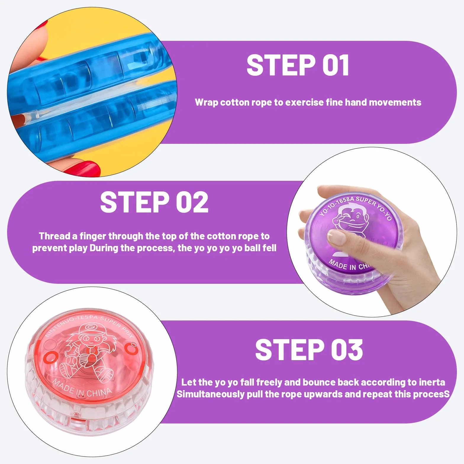 Yoyo Professionnel 6Pcs Design Ergonomique avec Corde Solide