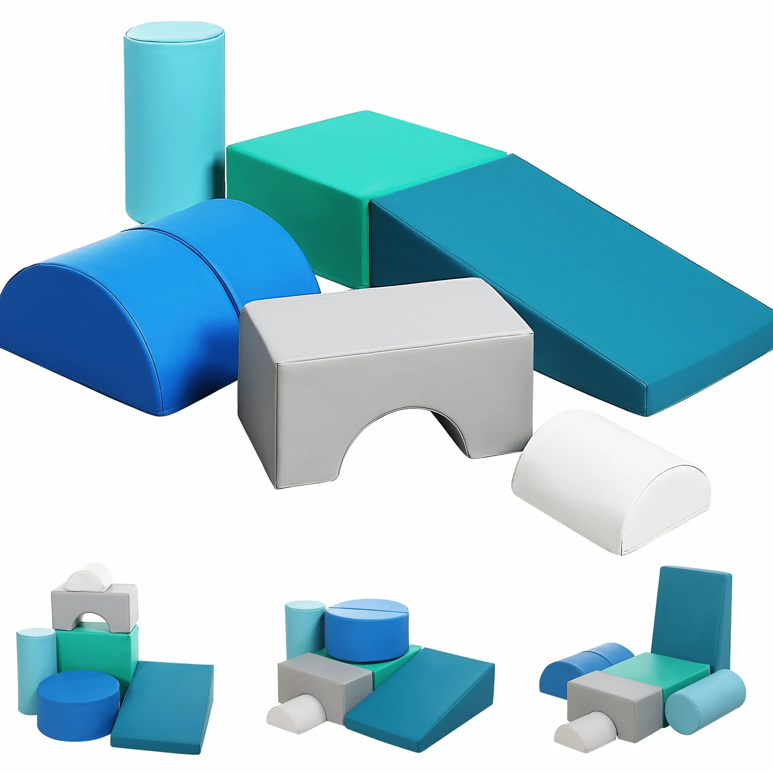 Parcours Motricité Bébé 6 Pièces: Module Motricité Enfant Cuir PU Blocs Mousse Éducatifs Jouets Escalade Structure Antidérapante