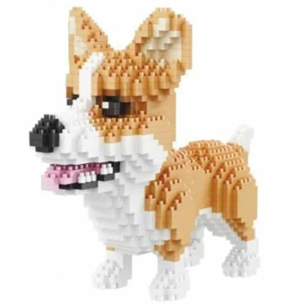 Kit de Construction en Mini-Blocs Chien Corgi Gallois Pembroke Figurine Animal Assembler Activité Créative