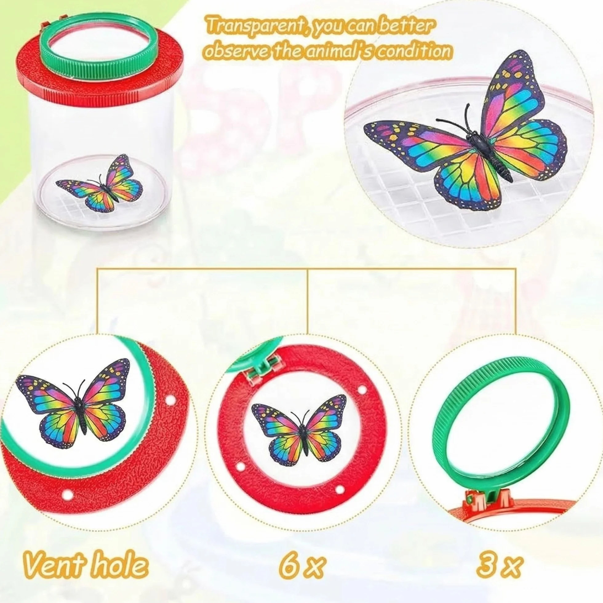 Boîtes à Insectes Grossissantes Visionneuse d'Insectes avec Loupe pour Enfants Outil d'Exploration de Nature Science
