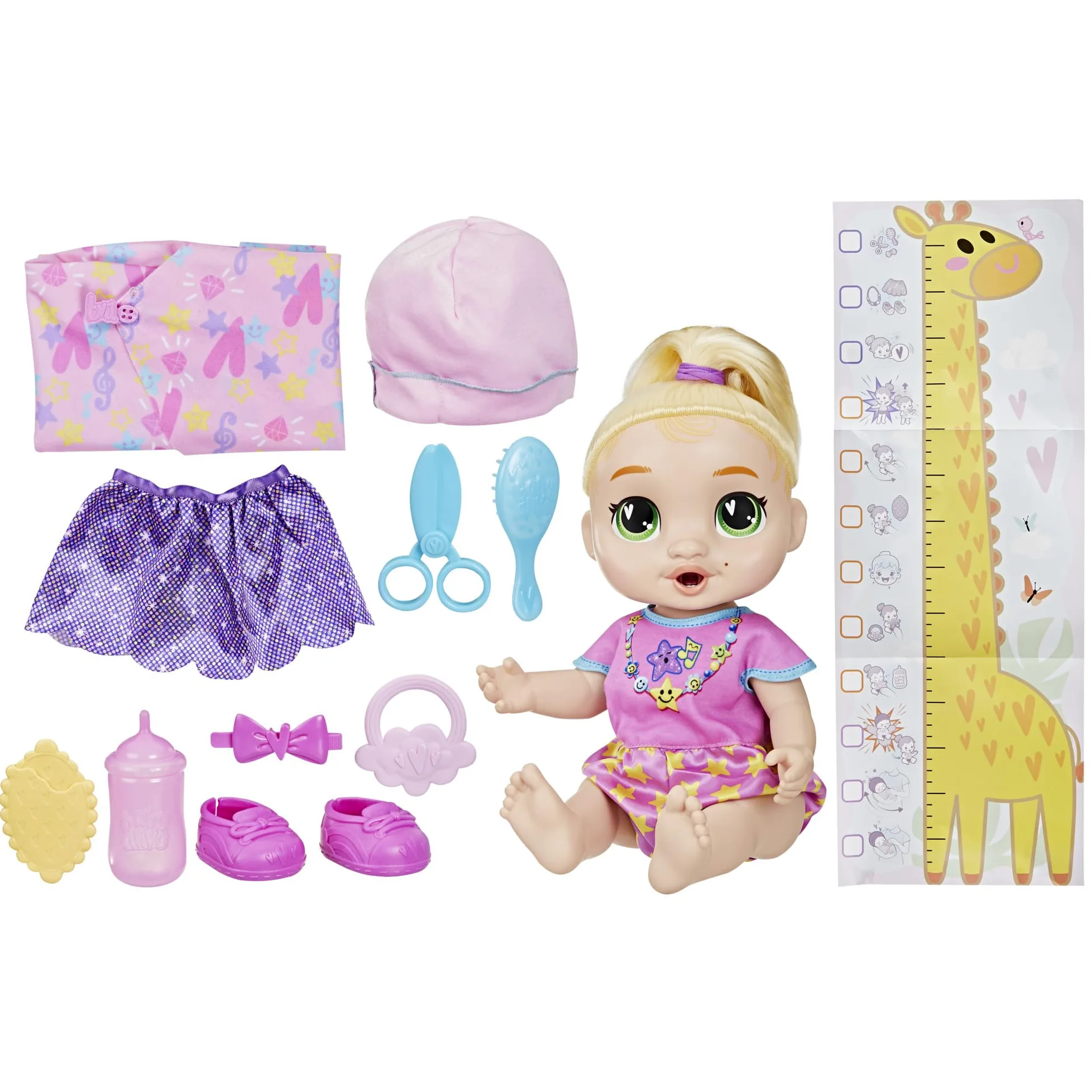 Baby Alive Bébé grandit Lala GooGoo, Coffret poupée Interactive, Jouet pour Filles Qui Grandit, Parle Anglais et Espagnol, 3 Étapes de Croissance, Plus de 75 Sons et Phrases, Jouet Dès 3 Ans
