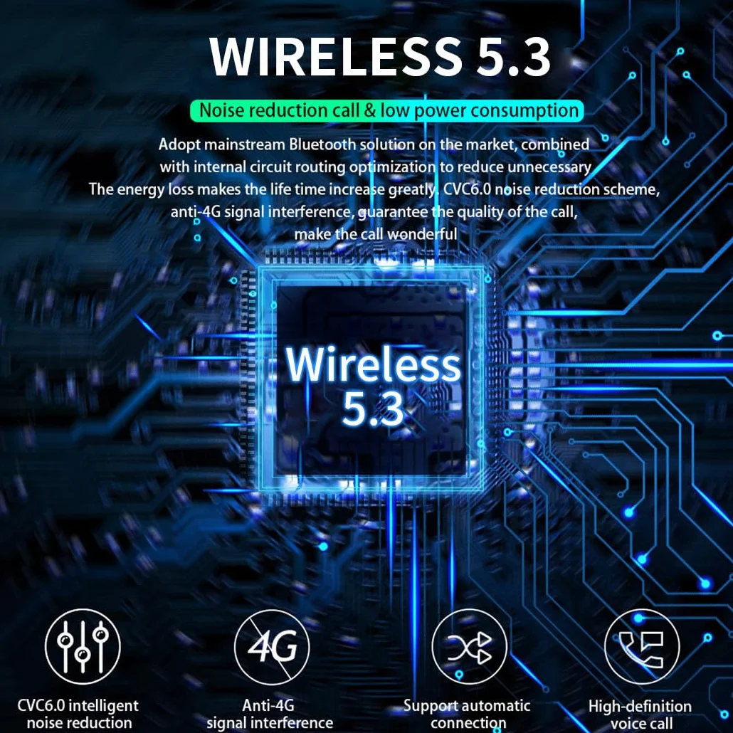 CYBORIS Casque Bluetooth sans Fil Sport 5.3 IPX7 Étanche 32GB Mémoire Intégrée Hi-Fi Stéréo Noir