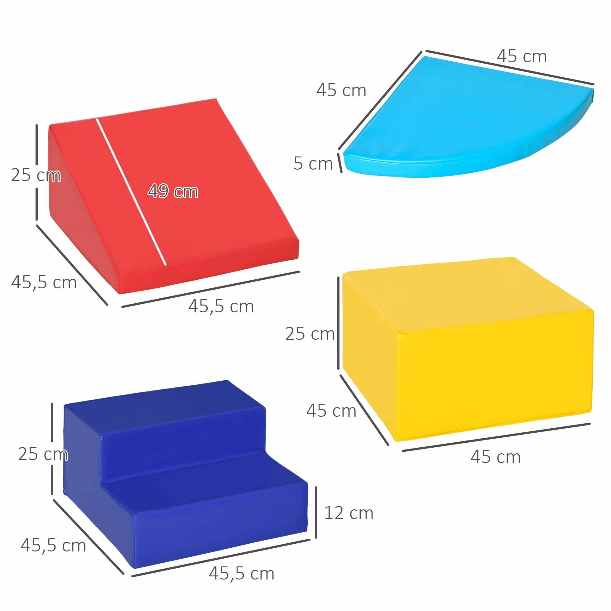 HOMCOM 4 Blocs de Construction XL - Modules de Motricité - Parcours Motricité Enfant Mousse EPE Polyuréthane