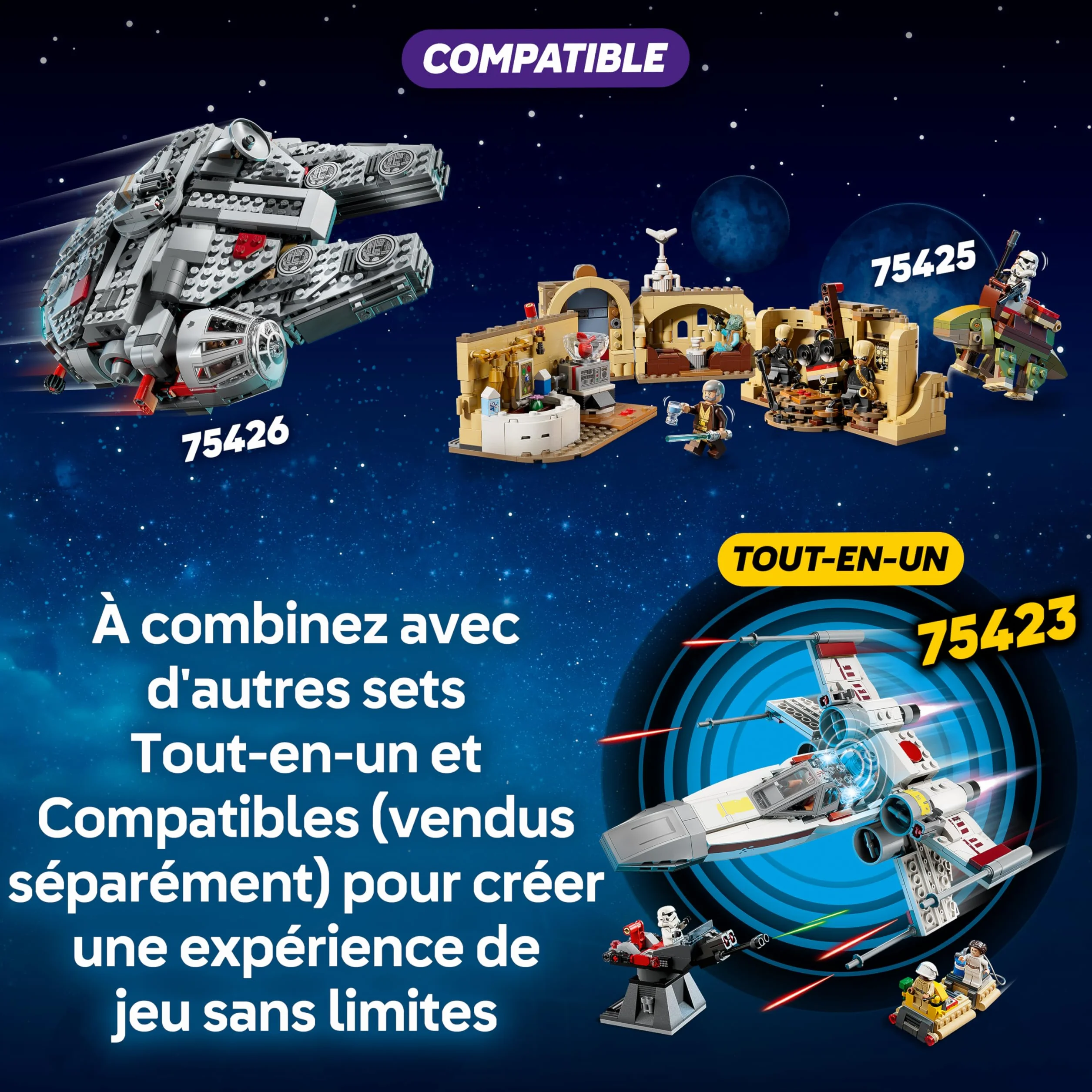 LEGO Star Wars 75421 Smart Play TIE Fighter de Dark Vador Jouet Interactif Tout-en-Un avec Smart Brique Tag Minifigurine Chargeur