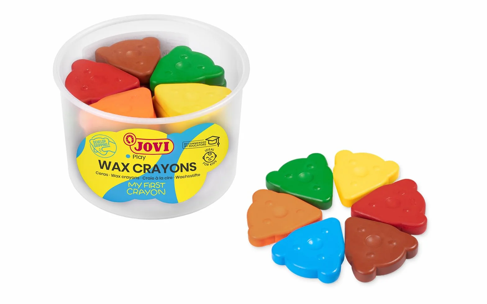 Jovi MY FIRST CRAYON Lot de 30 cires ergonomiques pour enfants 8 couleurs assorties forme d'ours