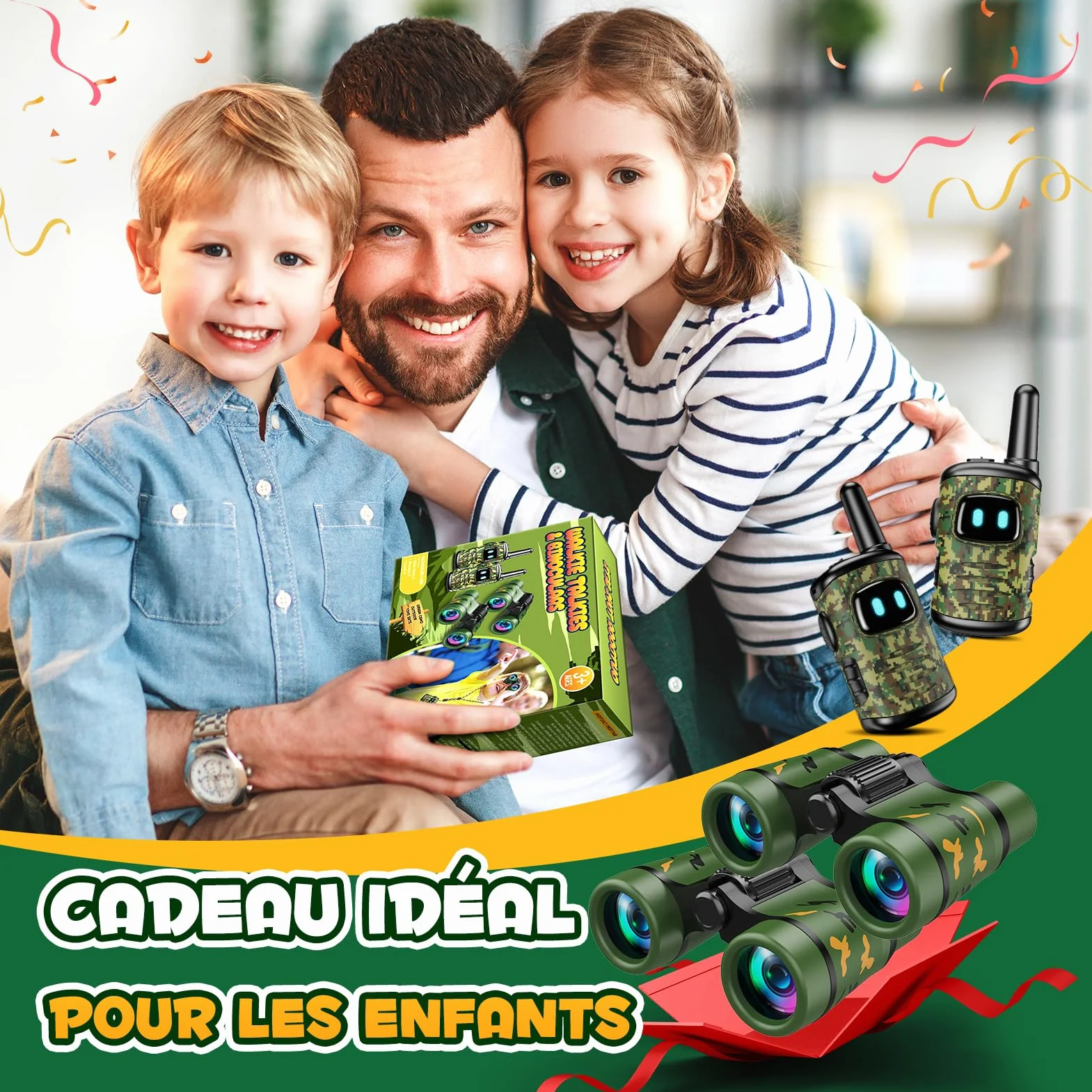 Talkie Walkie et Jumelles Enfants Kit Exploration Jouet Exterieur 3-9 Ans Garçon Fille Cadeau Noel