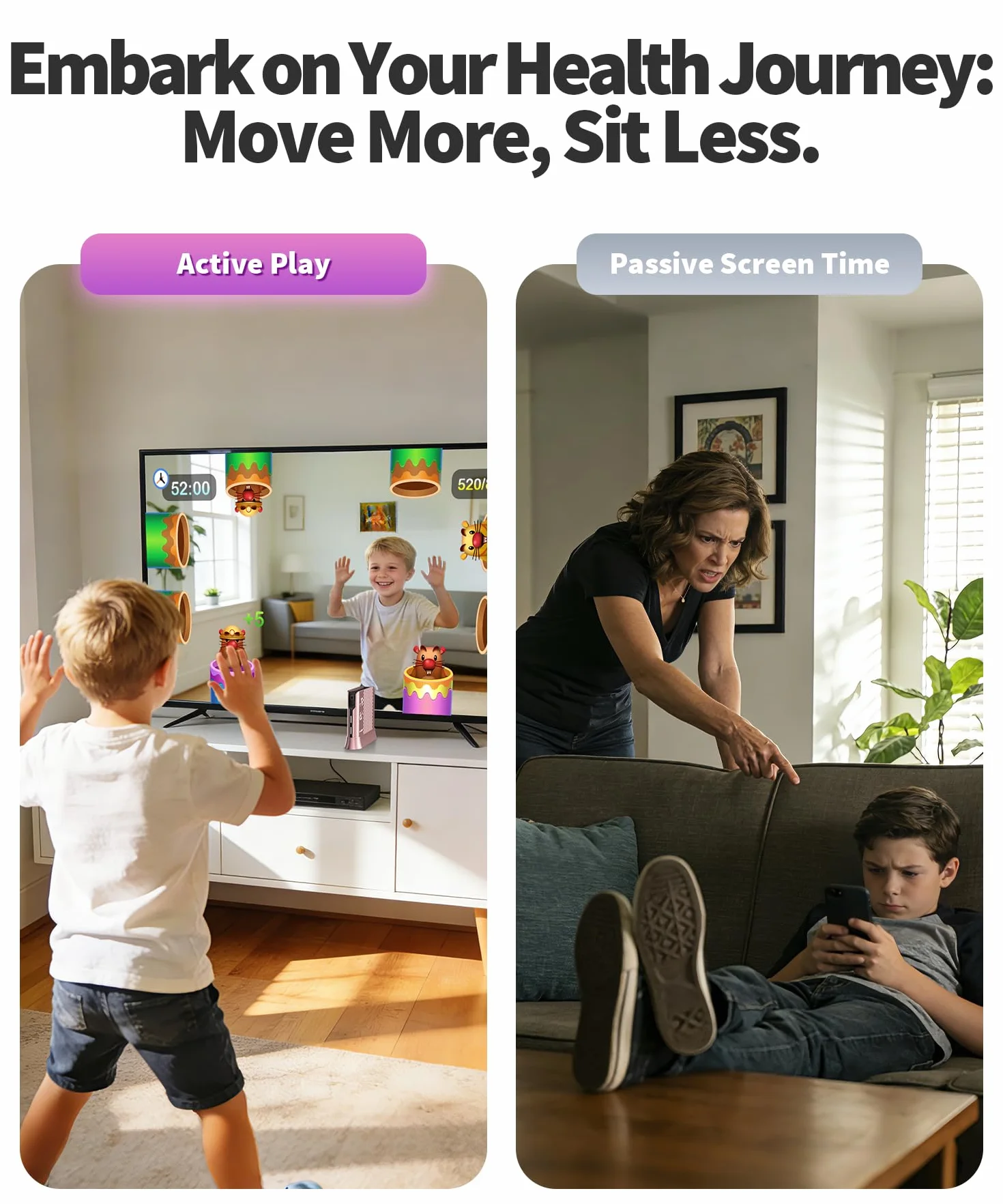 Console de Jeux pour Enfants avec Jeux de Mouvement Plug & Play pour TV, Activité Physique en Intérieur