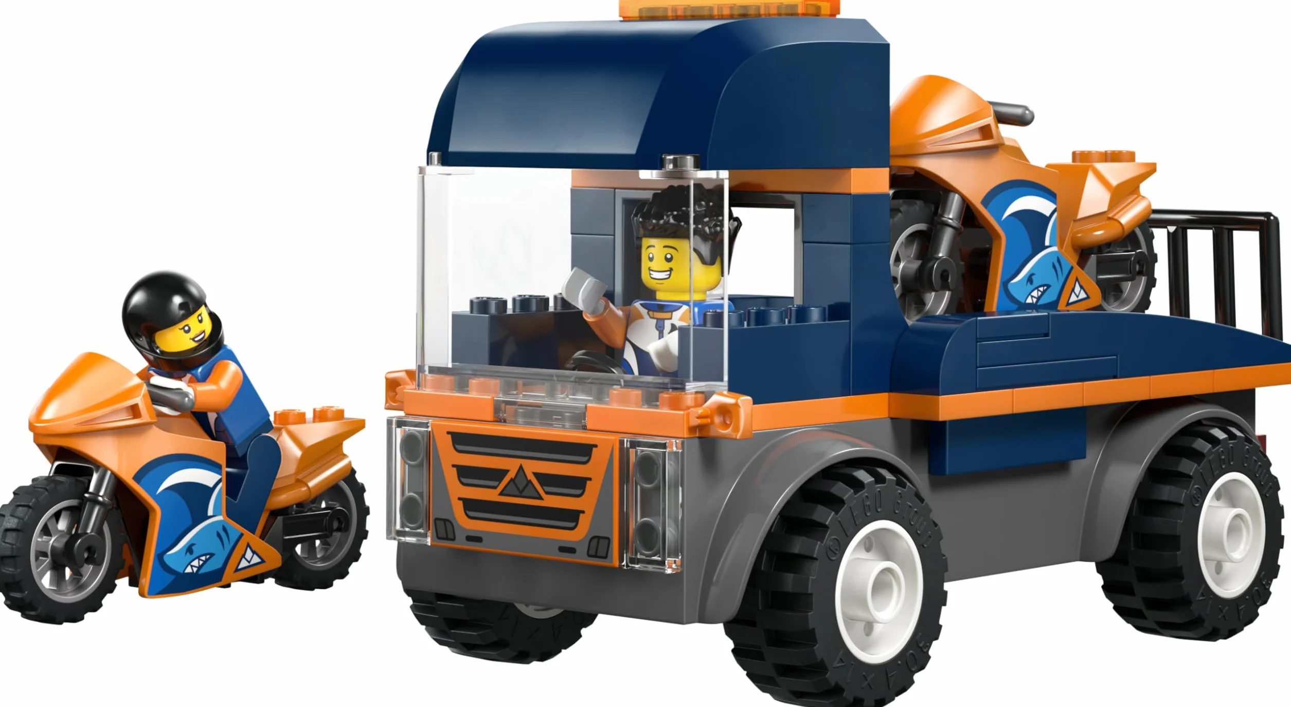 LEGO City Motorcycle Transporter 60491 Flatbed Truck with 2 Motorbikes 2 Minifigures Ramp Accessories Toy for 4+ Year Old Boys