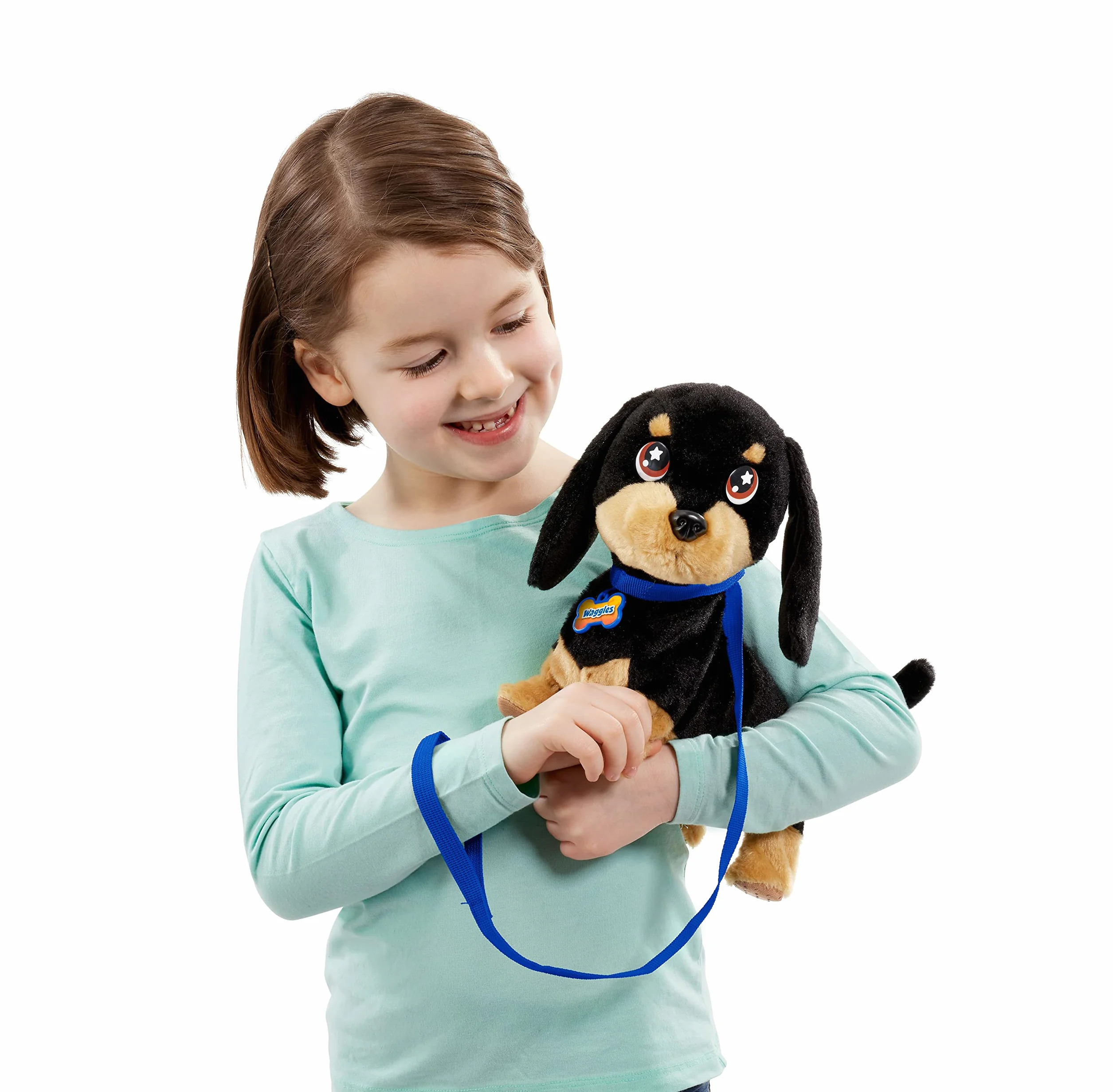 Animagic WAGGLES Jouet Electronique 23 cm Peluche Chien Saucisse Interactive pour Enfants dès 2 Ans Marche Aboie Remue Sa Queue Piles Incluses Marron et Noir
