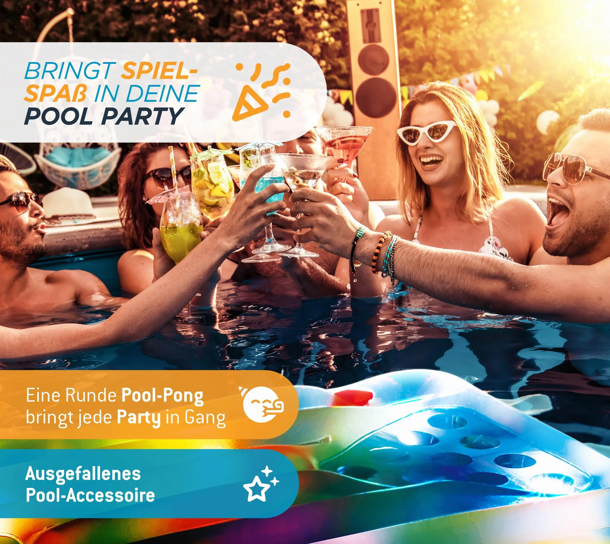 Summer Waves Kit de Pong à Bière pour Piscine | Jeu à Boire | Matelas Gonflable