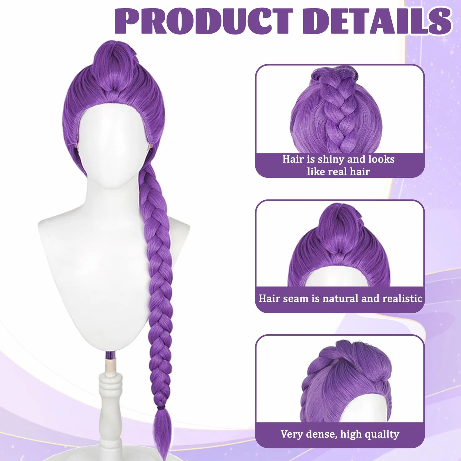 Dem0n Perruque de chasseur pour enfants Violet Accessoire réaliste Halloween carnaval