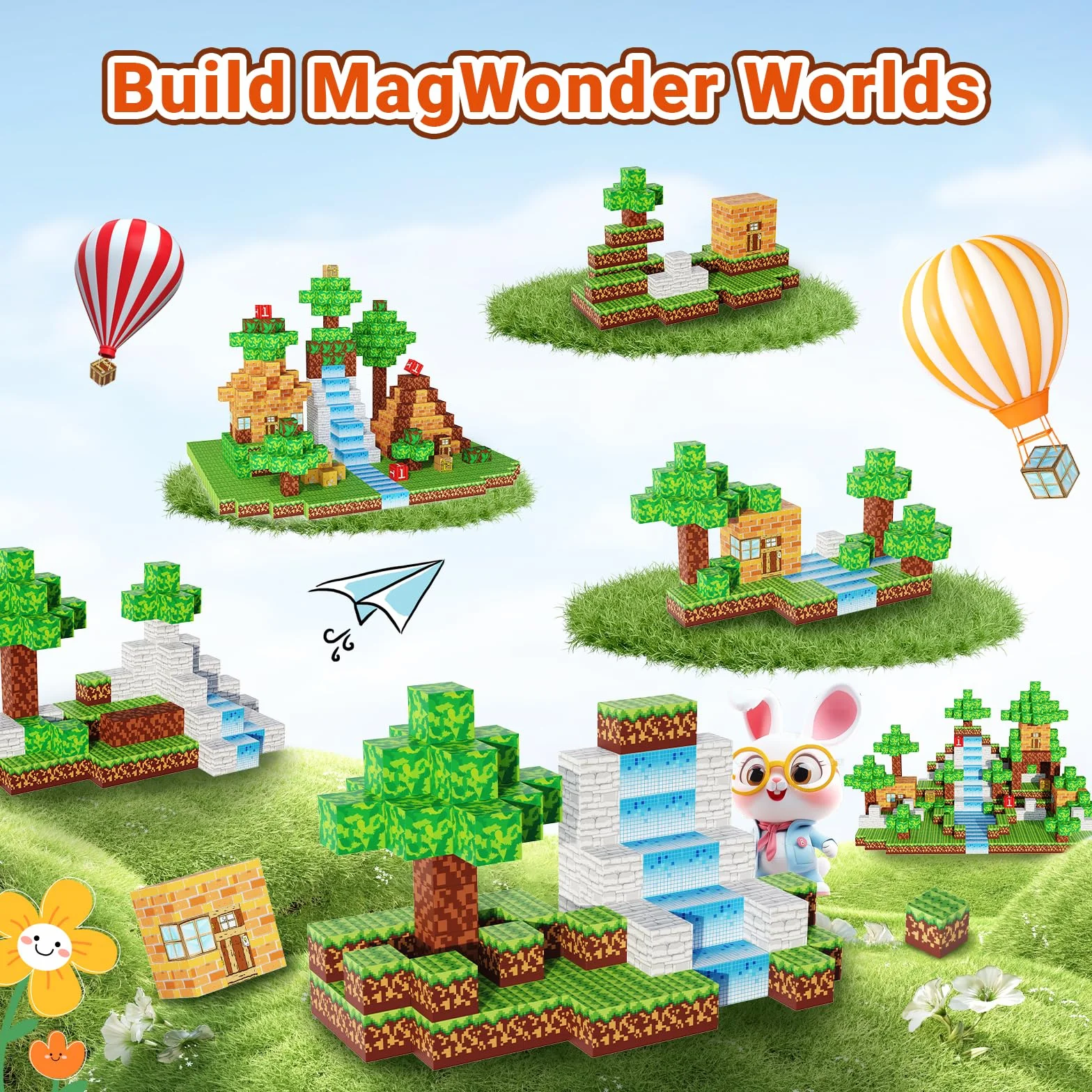 Blocs de Construction Magnétiques 2,5 cm Lot de 100 pour Enfants Montessori Jeu Aimants