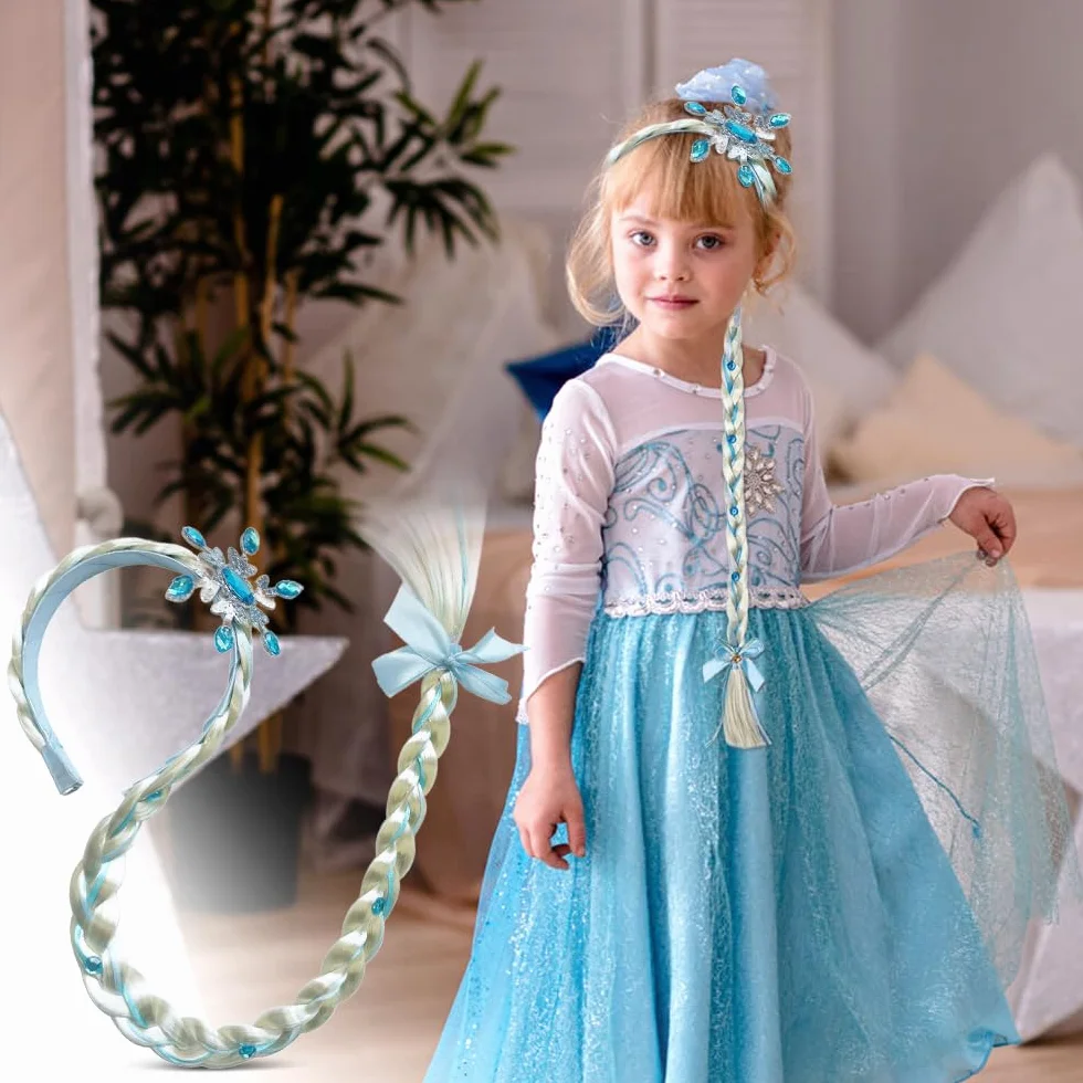 Princesse Tresse Perruque Bandeau Tressé pour Carnaval Halloween Photographie Fêtes Anniversaire Costumes Accessoire Cheveux
