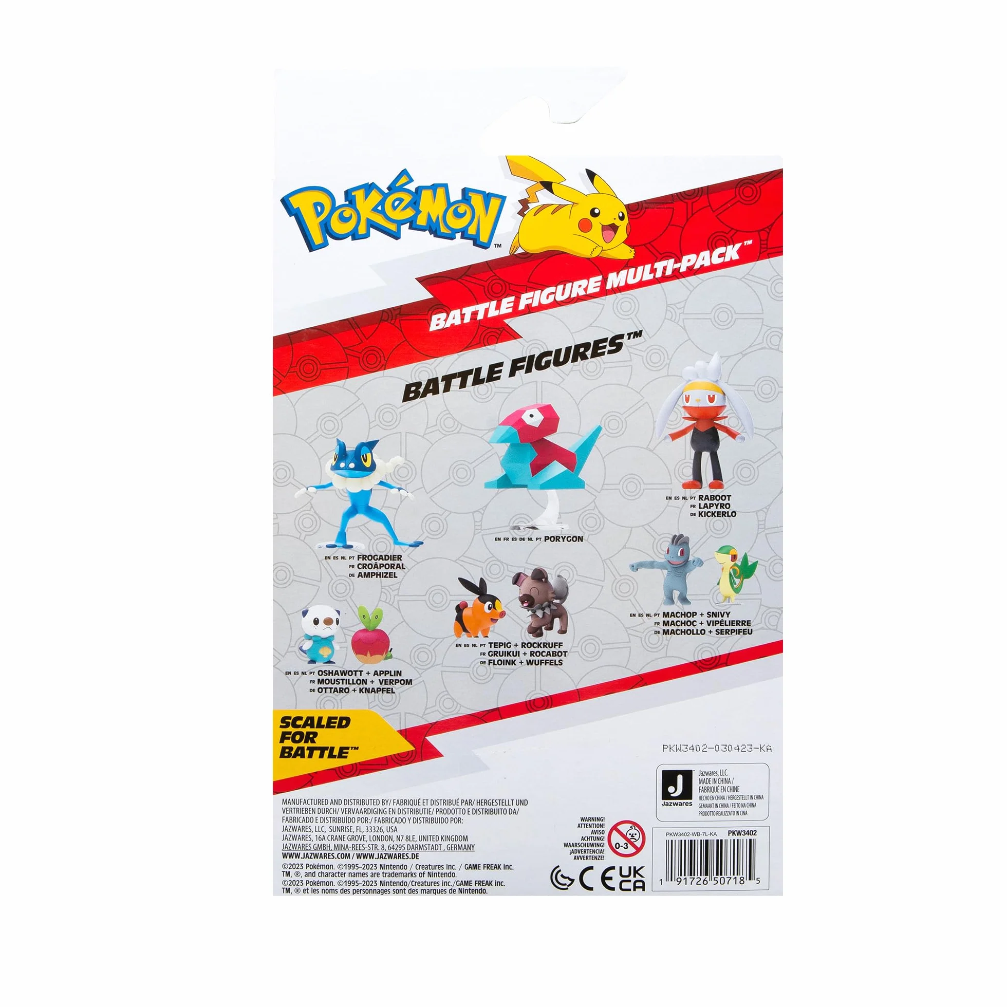 Pokémon Pack de 4 Figurines de Combat Paldea 5 cm Pikachu Chochodile Poussacha Coiffeton