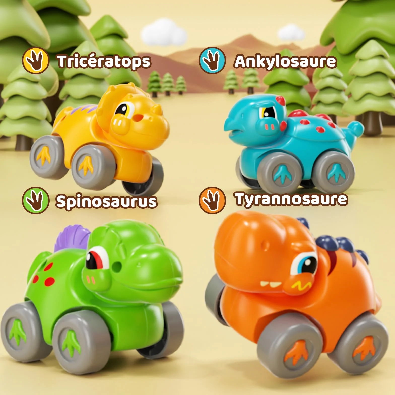 Jeu de Voitures Dinosaures avec Circuit à Toboggan Jouet Éducatif 1-3 Ans Cadeau Enfant 12+ Mois Garçons