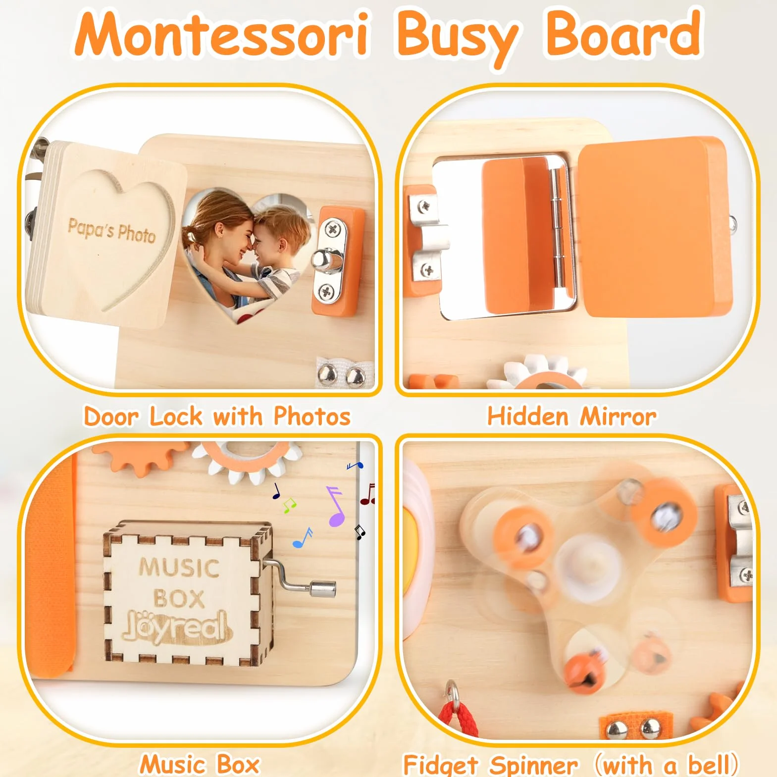 Joyreal Busy Board Montessori - Parcours Motricité Bébé Planche Montessori Jeux Educatif Tableau Activités Jouet Enfant