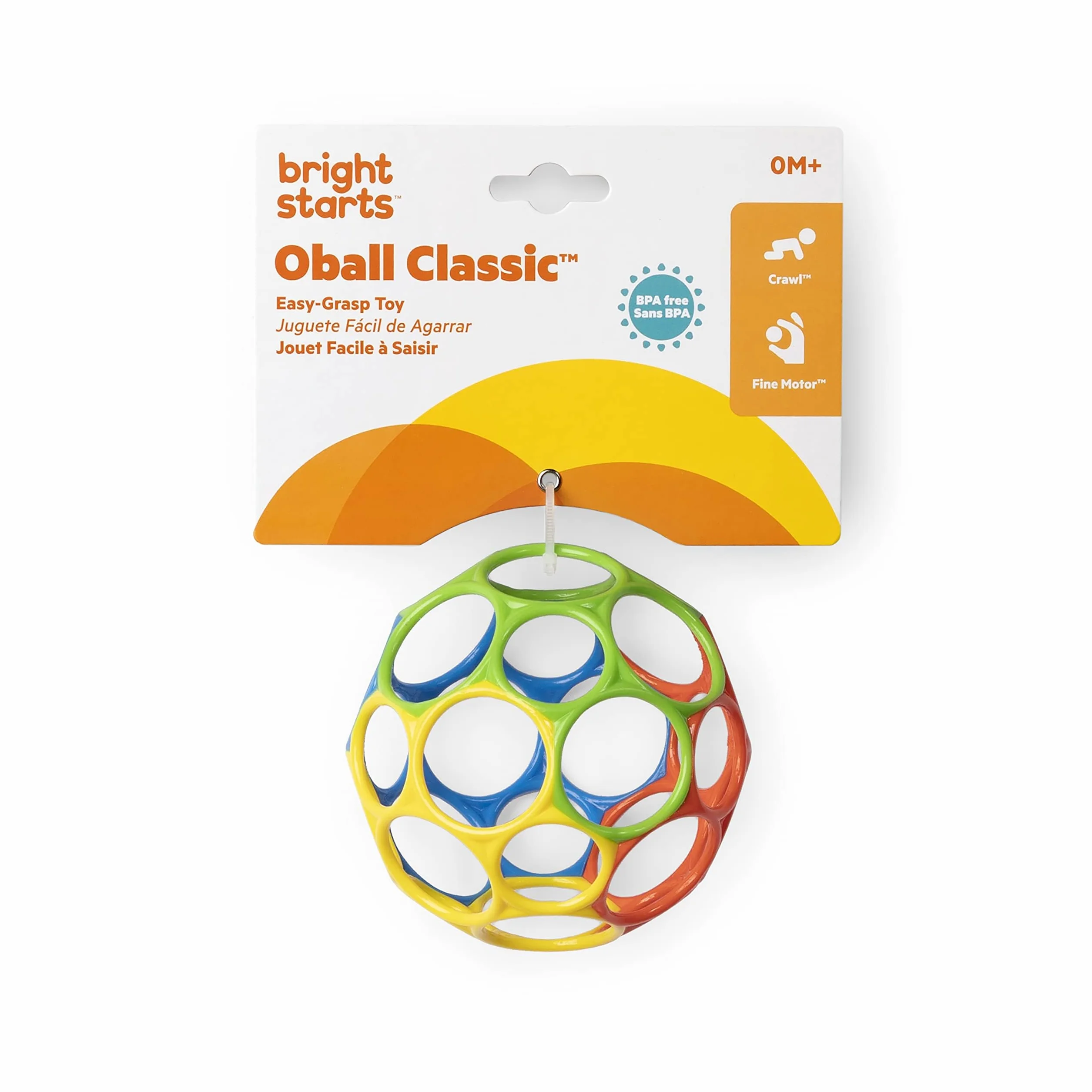 Bright Starts Oball Classic Balle Flexible Jouet d'activité sensorielle Multicolore