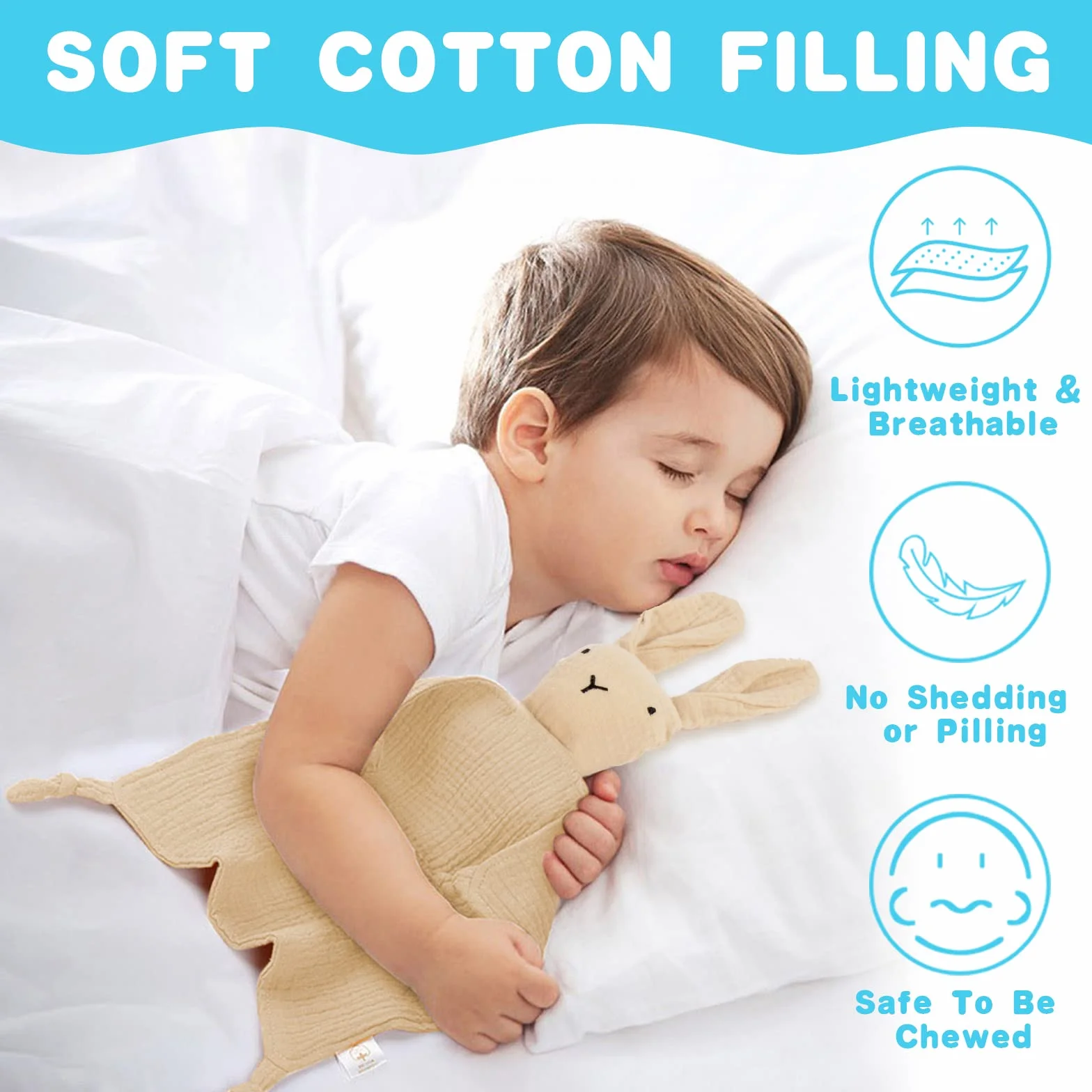 Vicloon Doudou Lapin Serviette Apaisante d'Eveil Bébé Nouveau-né