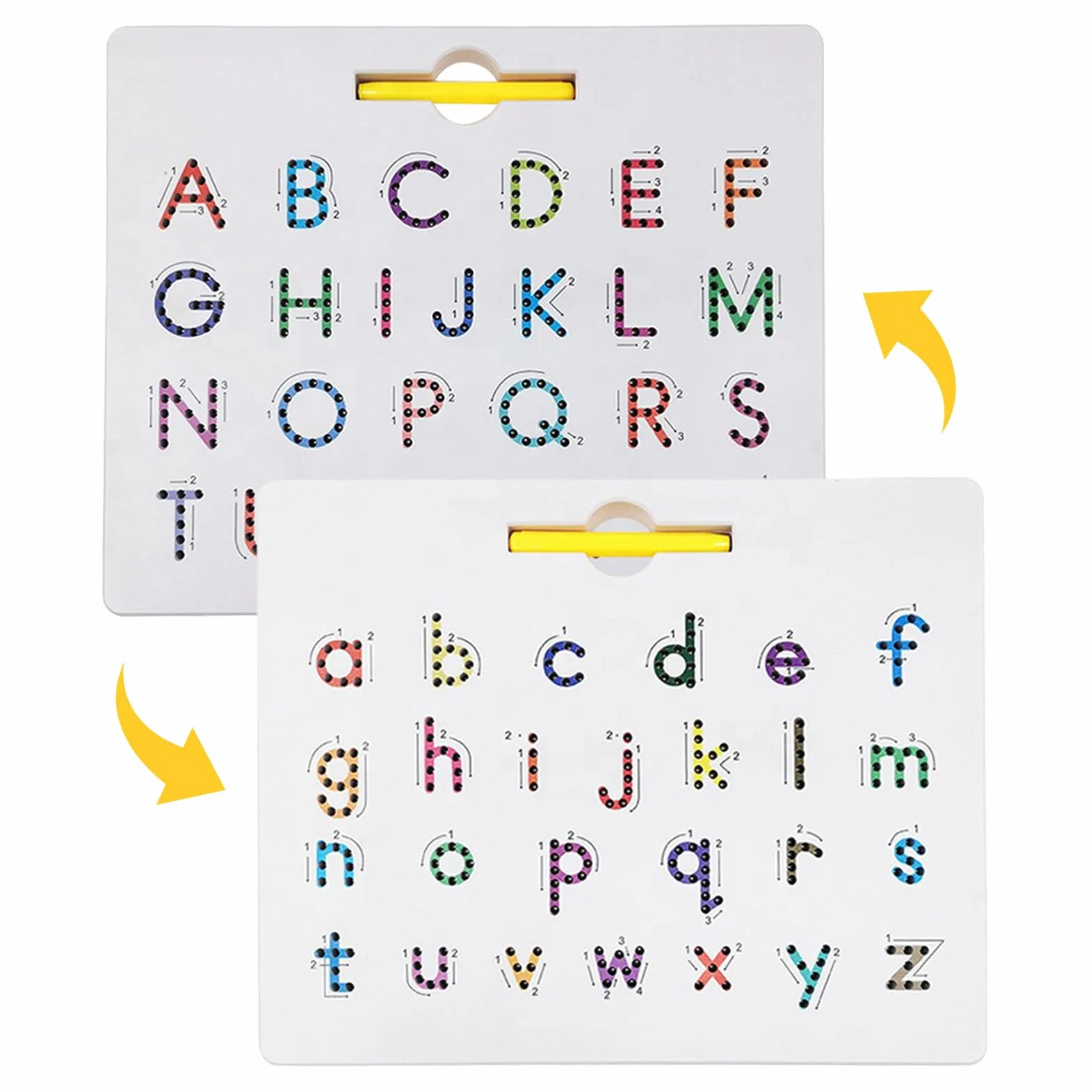 Tableau Magnétique Alphabet 2 en 1 – Jouet d'Apprentissage des Lettres STEM, Activité d'Écriture Interactive, Jeu Éducatif en Acier Magnétique