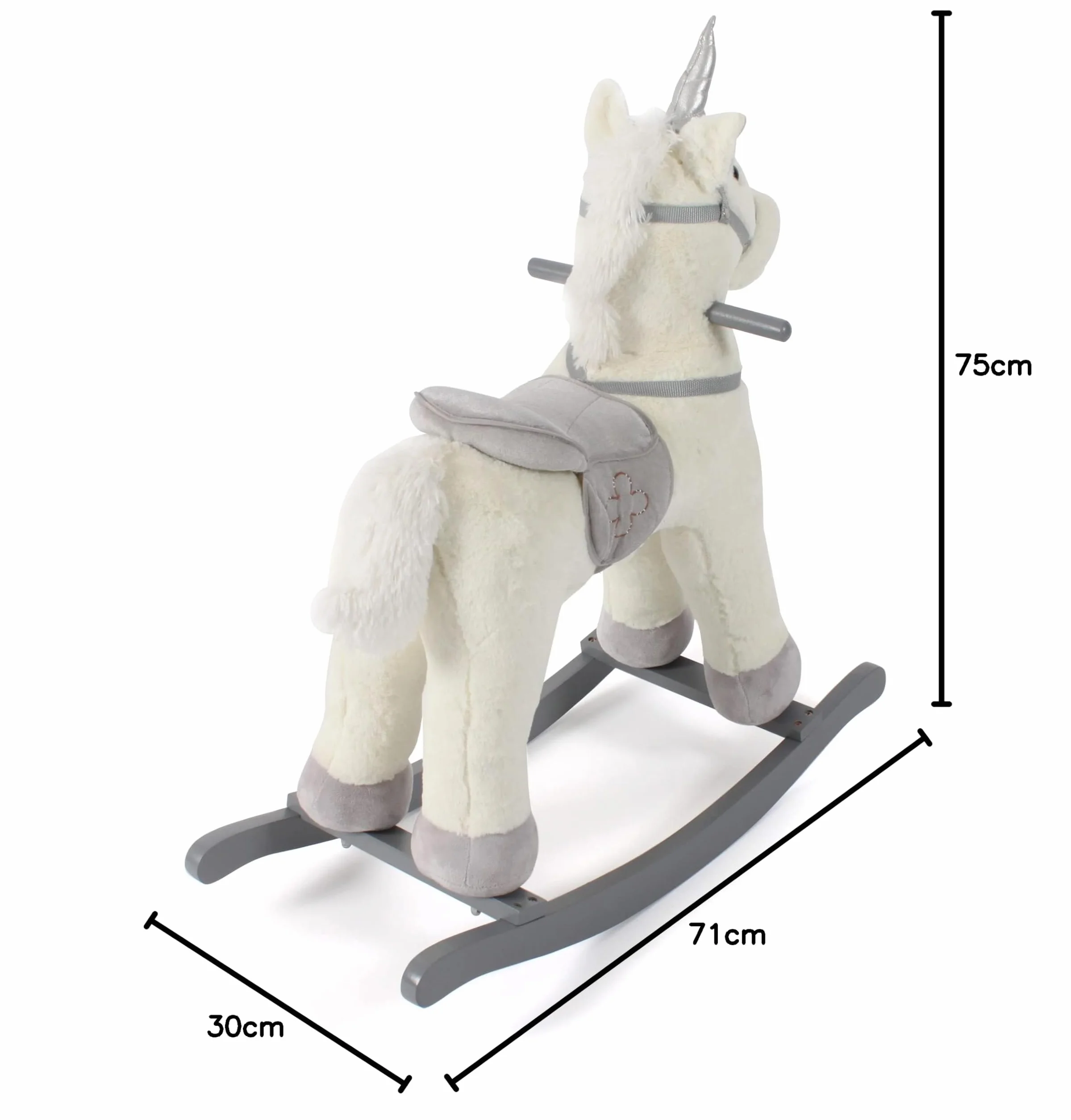 Bayer Chic 2000 Licorne à Bascule, Hauteur de la Selle 46 cm, Peluche Beige-Gris