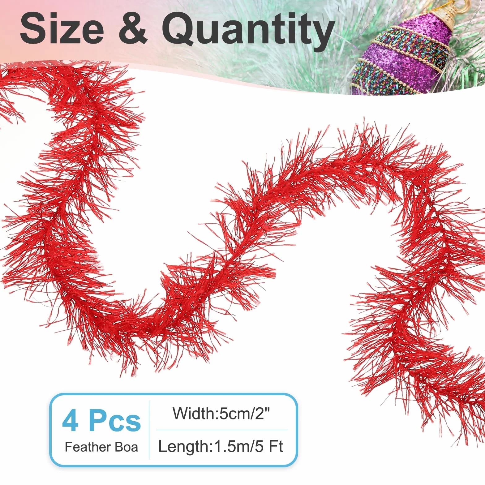 PATIKIL 5Ft Boa En Plumes Artificielles Moelleuses, 4 Pcs Rouge pour Fête, Mariage, Noël, Halloween