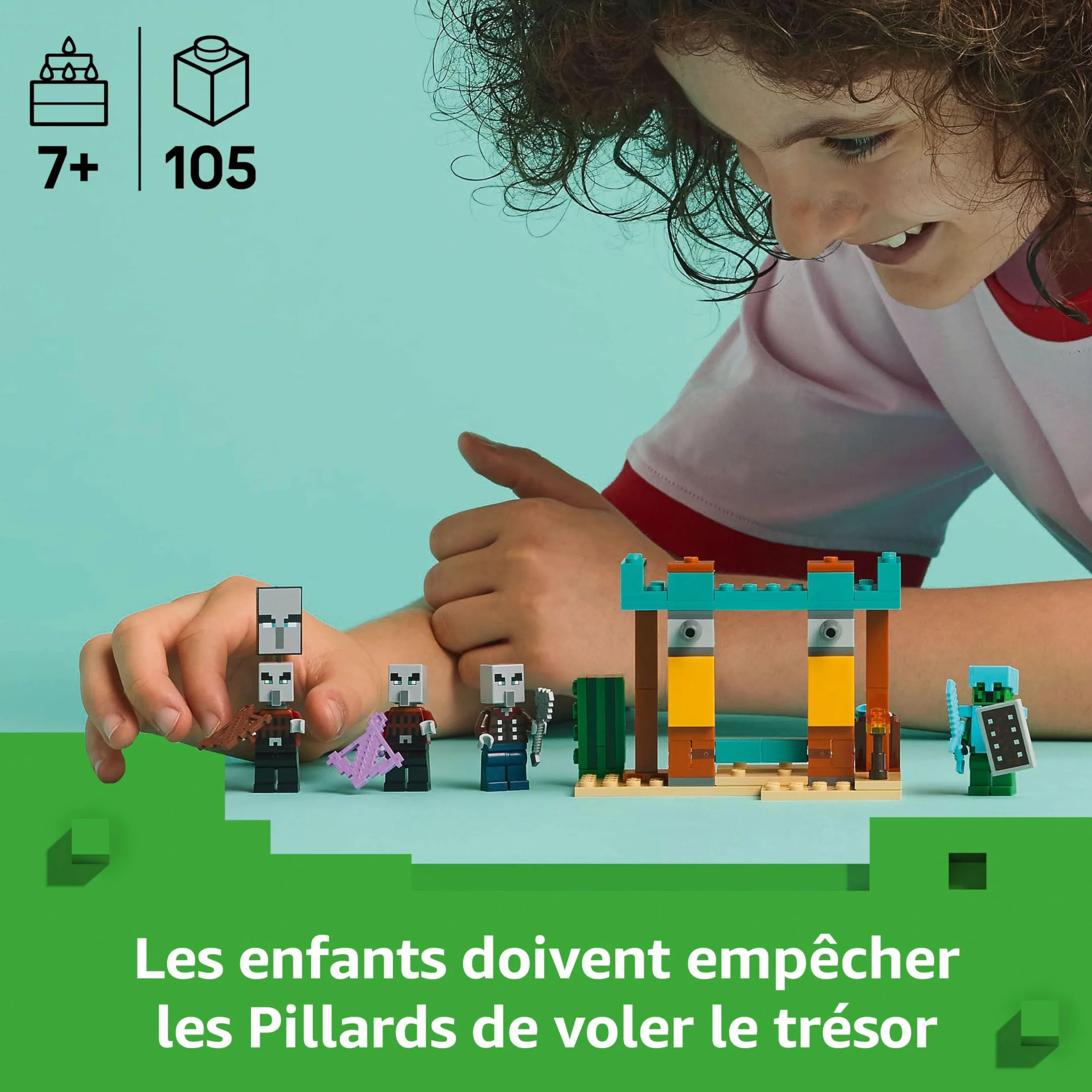 LEGO Minecraft La Patrouille d’Illageois du Désert 21267 Jouet de Construction Figurines Pillard Vindicateur Chevalier Cactus Cadeau 7 Ans