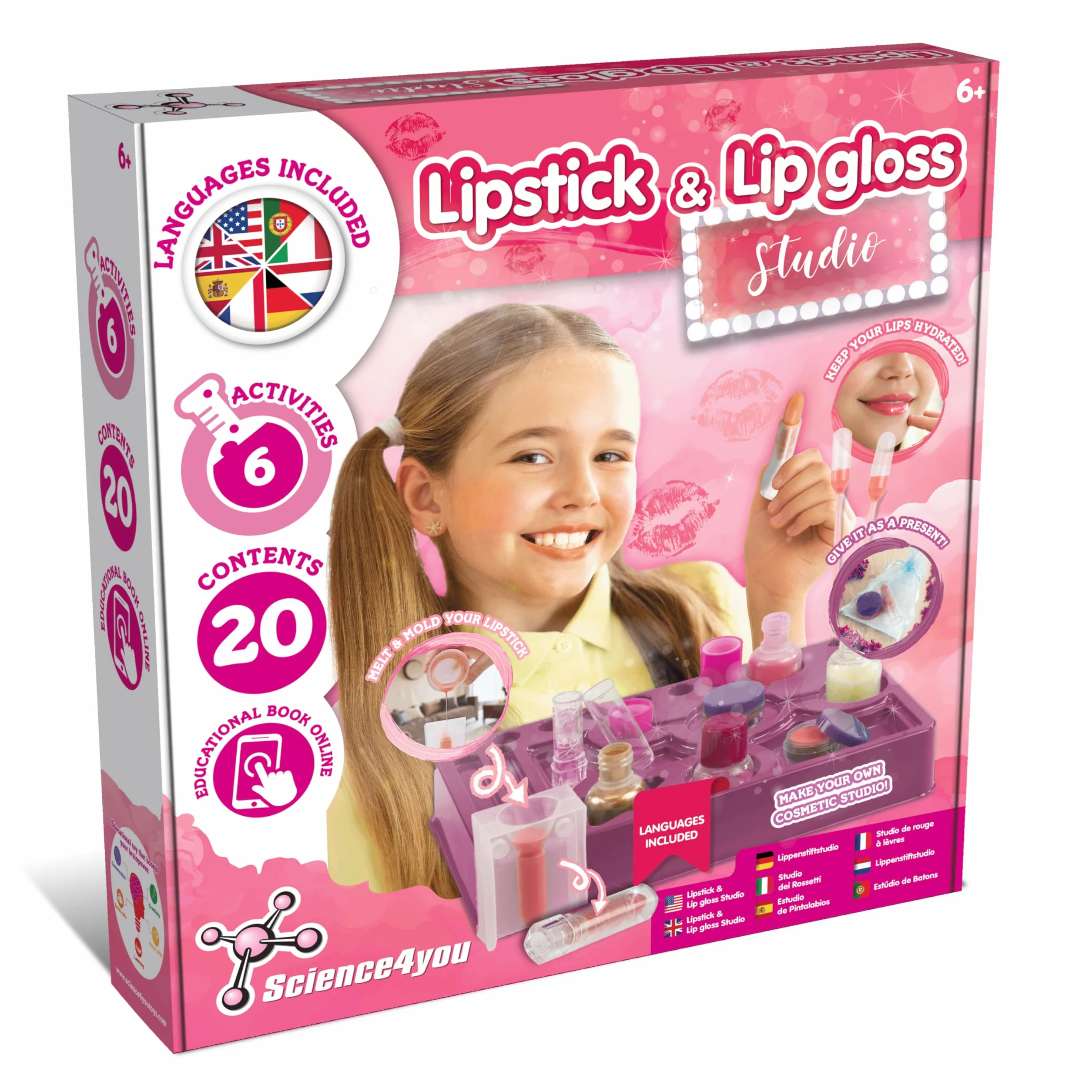 Science4you Kit de Fabrication de Gloss et Rouge à Lèvres pour Enfants 8+ Ans – 7 Activités de Beauté, Cadeau pour Filles