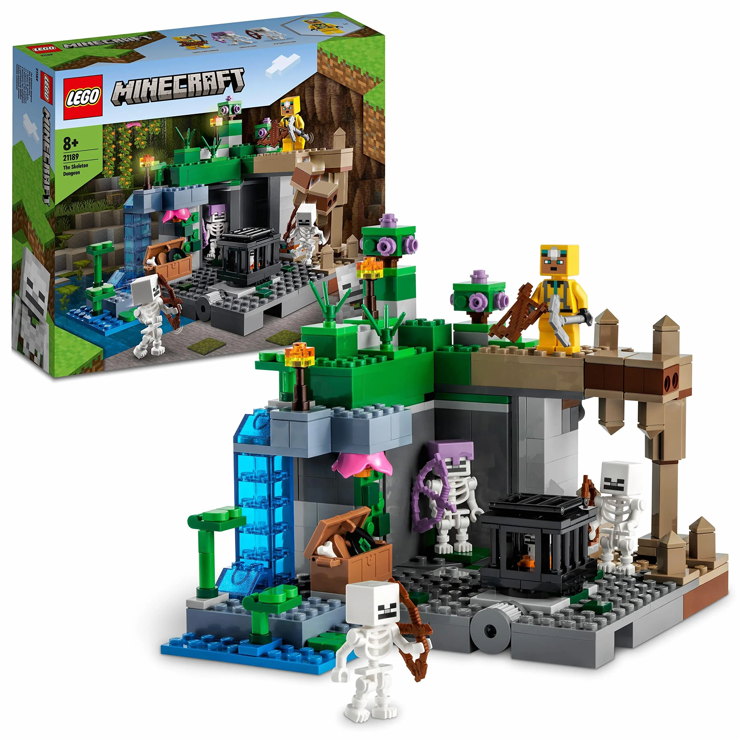 LEGO Minecraft Le Donjon du Squelette 21189 Jouet de Construction Figurine Squelette Grotte Jeu Éducatif Enfants 8 Ans