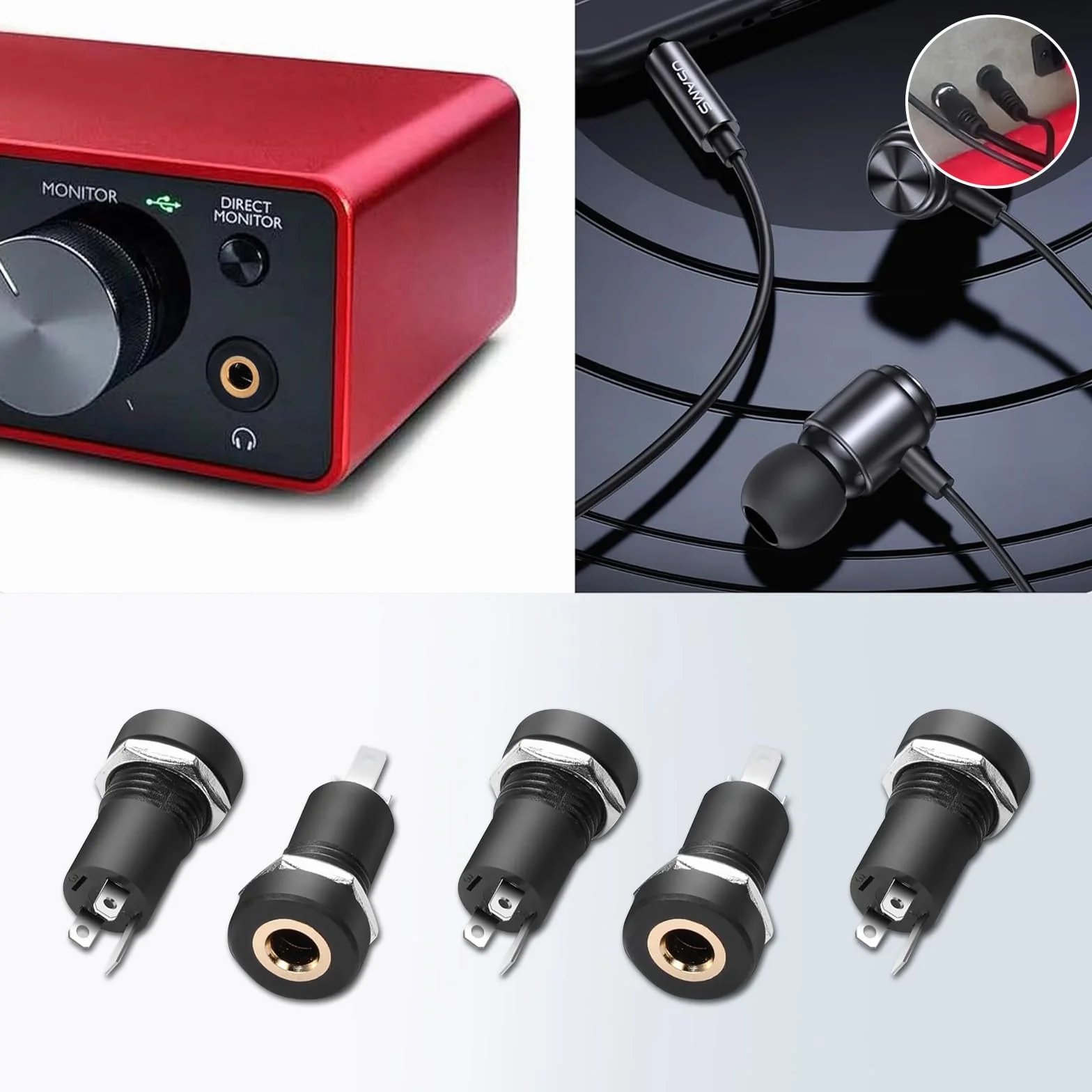 AzureRay Lot de 5 Prises Jack 3.5 mm Stéréo – Prise Audio à Souder 3 Broches pour Réparation Casque
