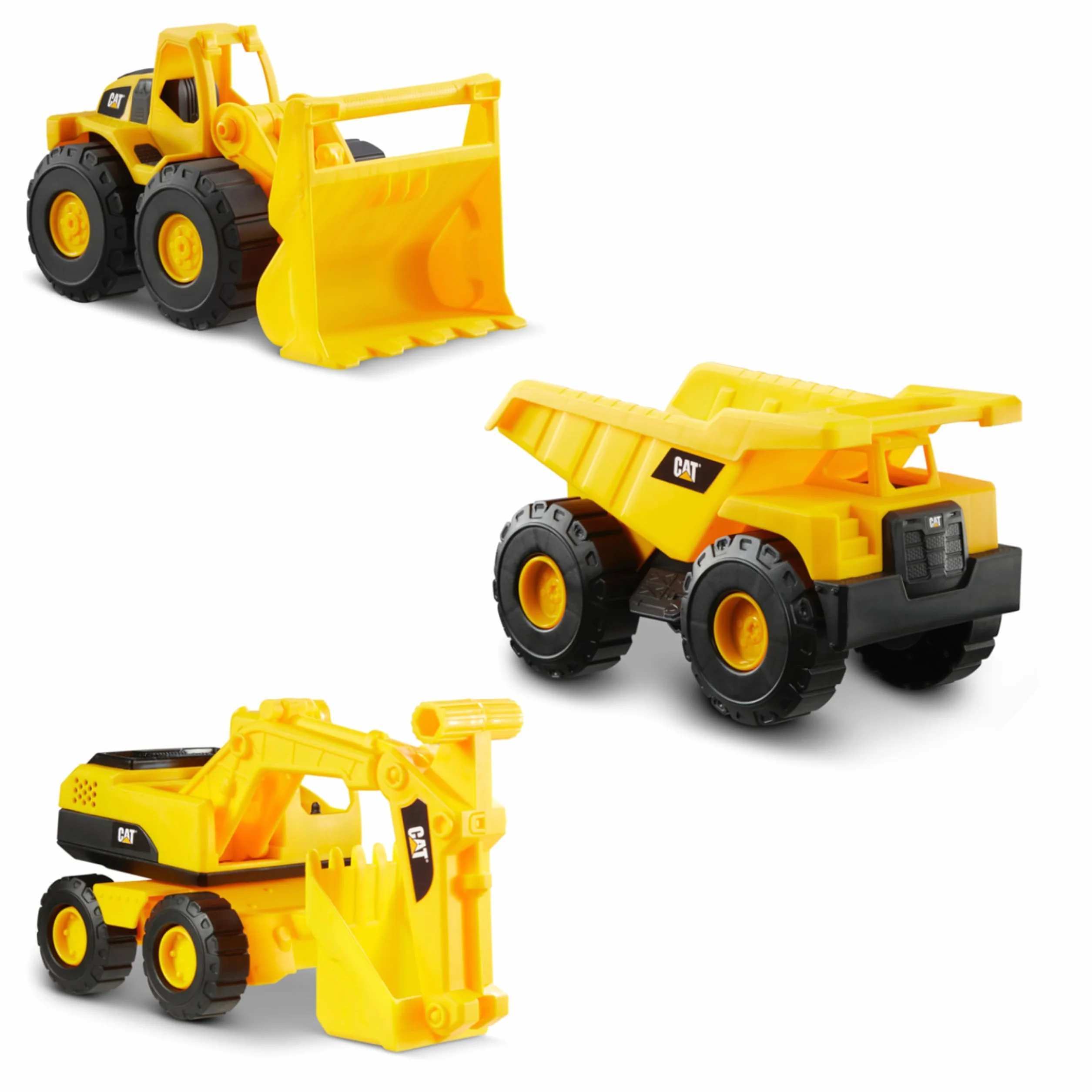 Ensemble de Véhicules de Construction CAT Officiels pour Enfants à Partir de 2 Ans - Camion à Benne Basculante, Chargeur, Excavatrice