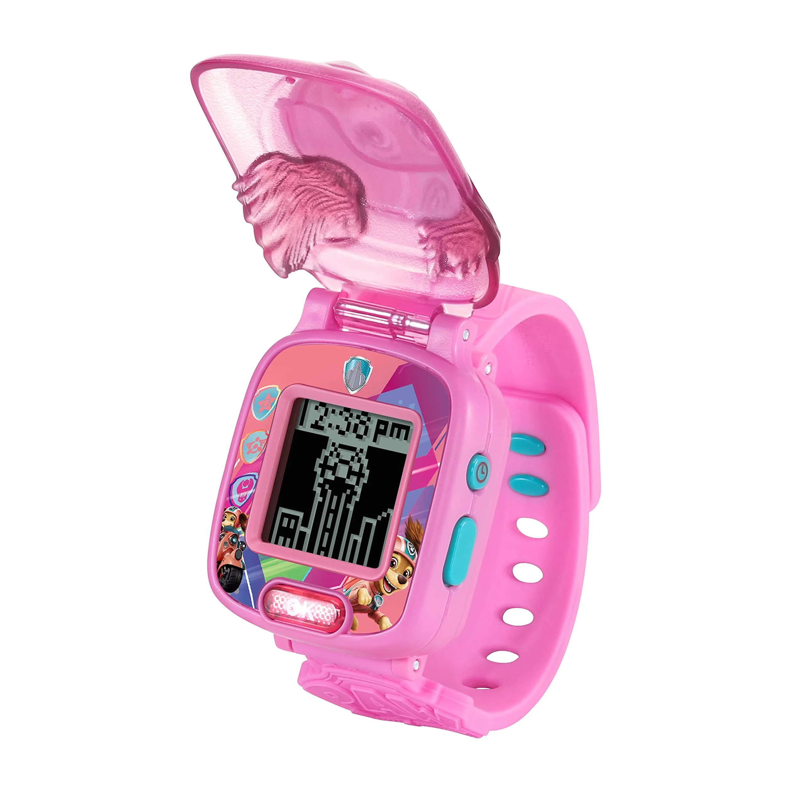 VTech Pat' Patrouille Le Film Montre-Jeu Interactive Liberty Enfant à Clapet Écran Animé Bracelet Souple 10 Cadrans 4 Jeux Cadeau 3-7 Ans Français