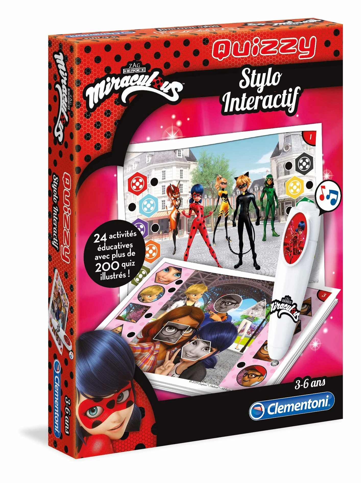 Clementoni Quizzy Miraculous Jeu Educatif Enfants 3-6 Ans Stylo Interactif 24 Activités 200 Quiz