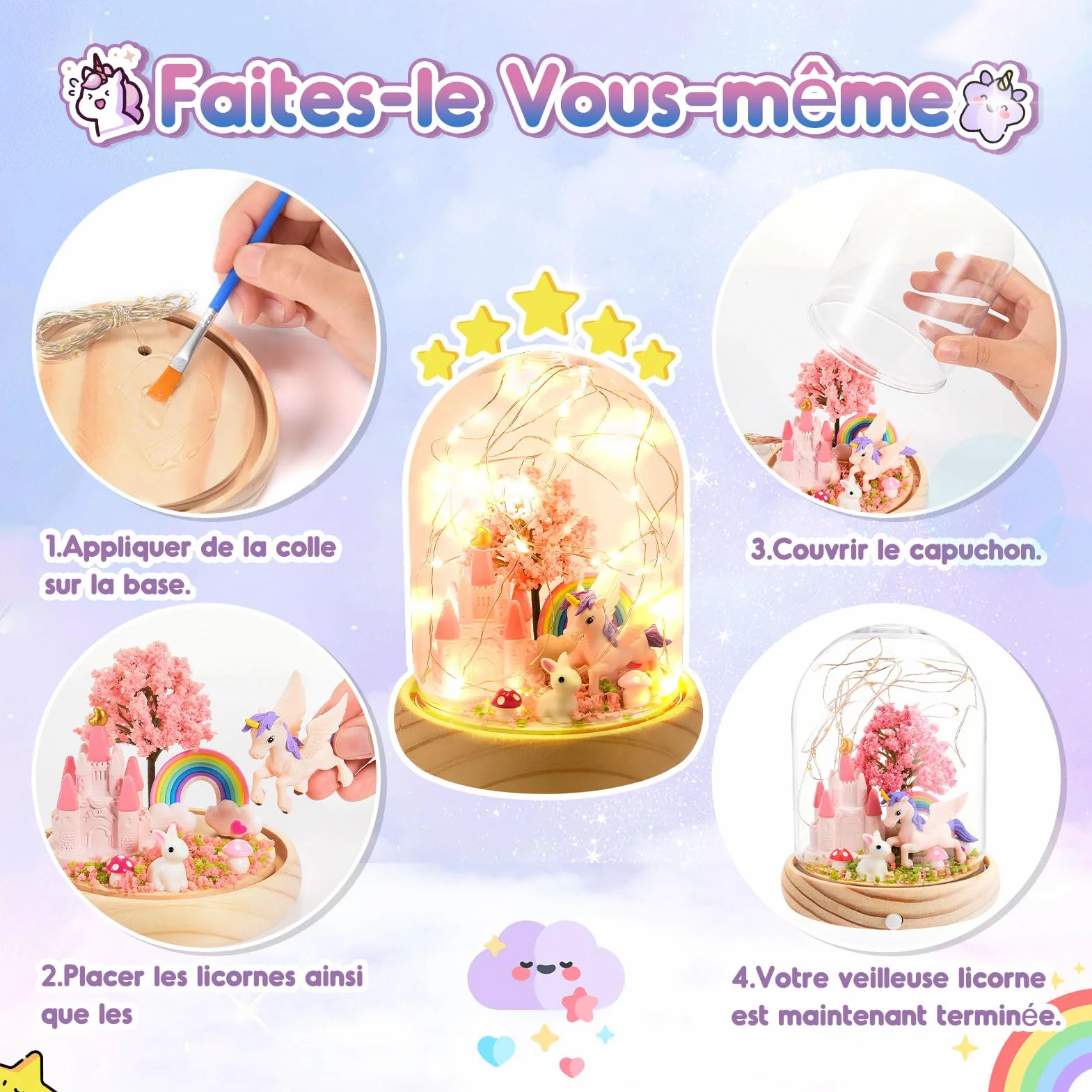 HappyGoLucky Veilleuse Licorne DIY pour Filles 3-12 Ans Ensemble Artisanat Cadeau