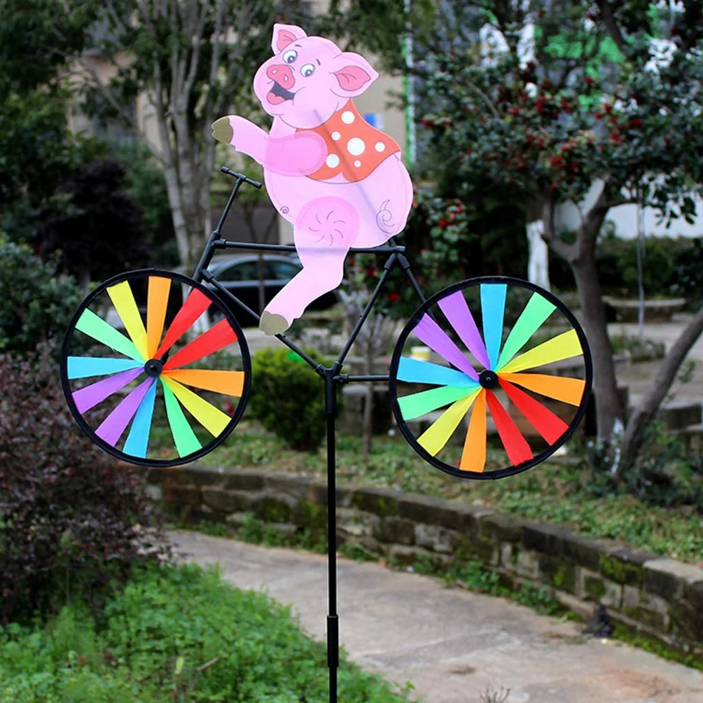 Moulin à vent 3D animal sur vélo Décoration jardin