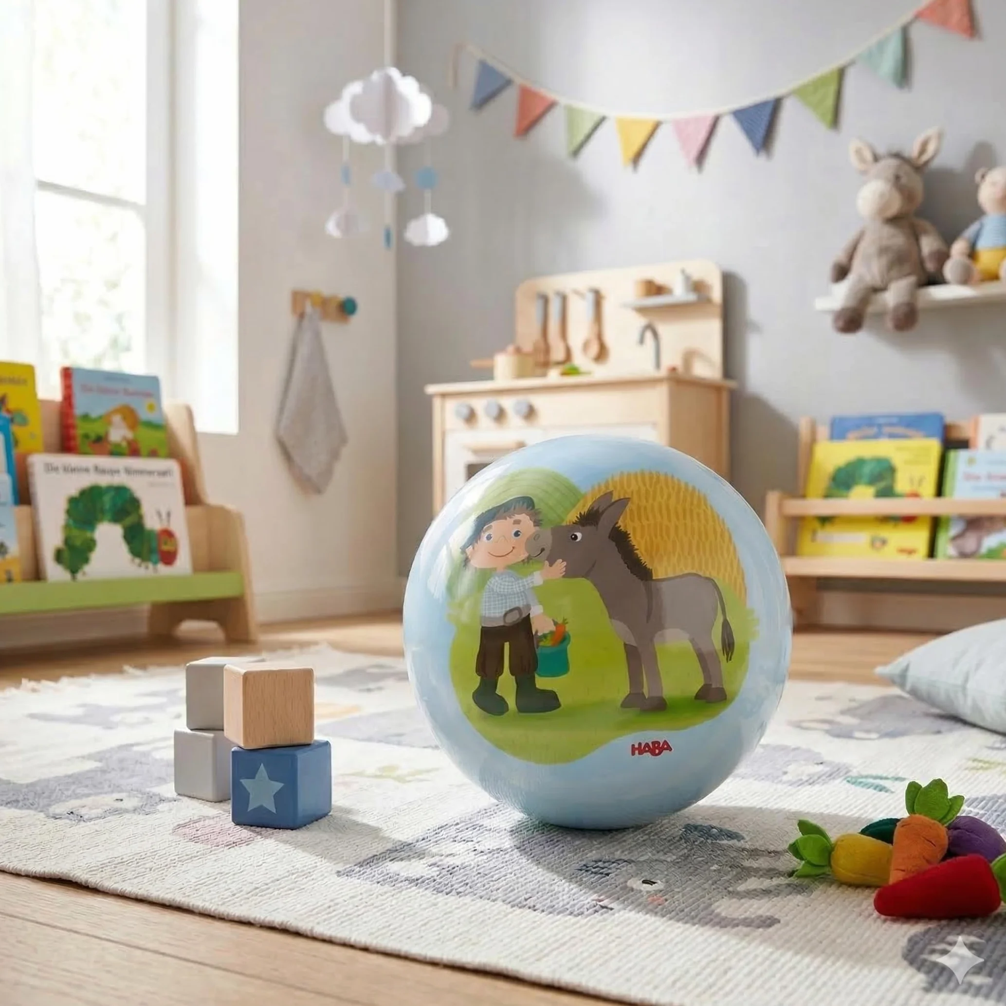 HABA Ballon La Ferme 14 cm dès 2 Ans – Ballon de Jeu en Plastique Lisse avec Valve, Surface Brillante