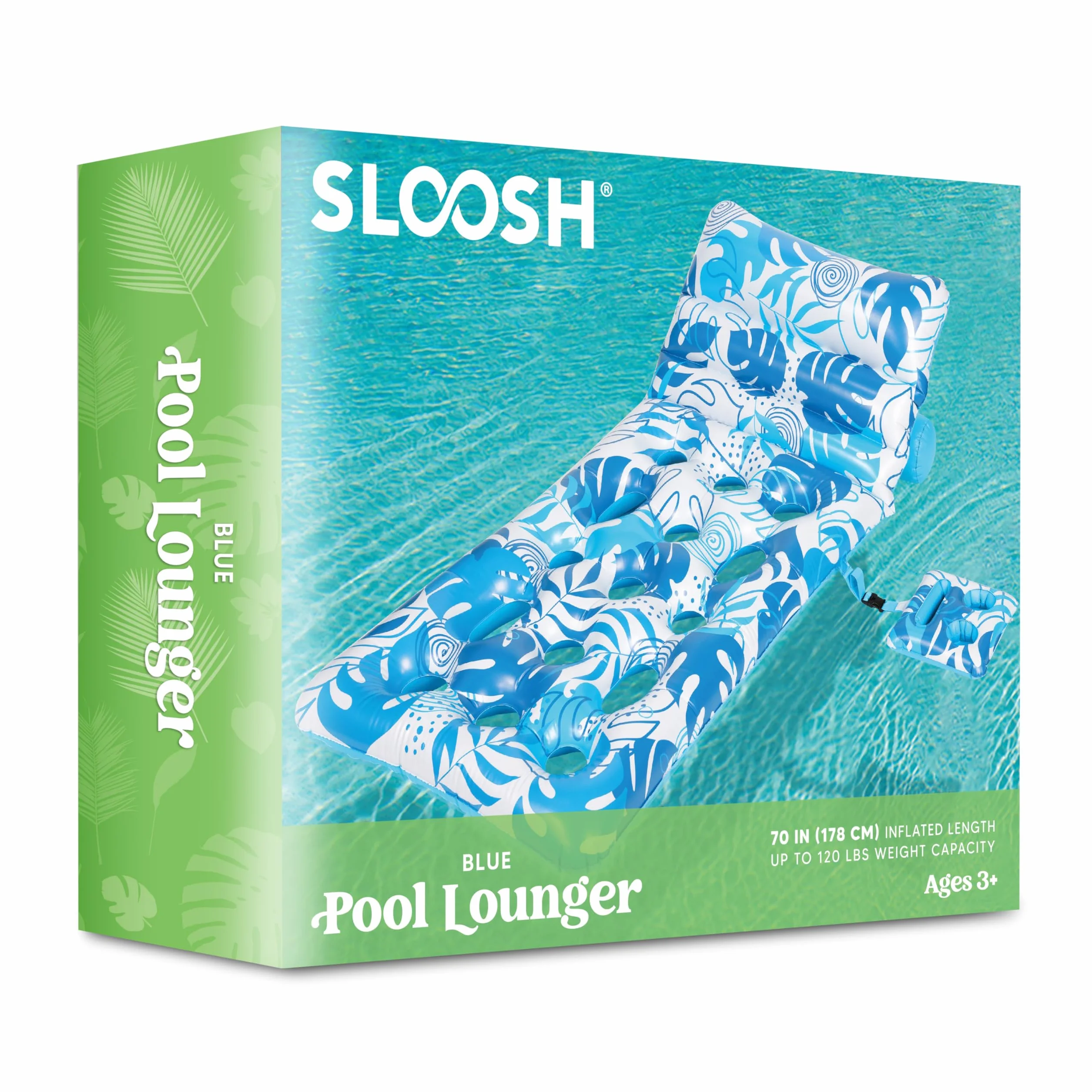 SLOOSH Matelas Gonflable pour Adultes, Transat de Piscine avec Dossier Réglable et Porte-Gobelets, Bouée Flottante pour Bronzage