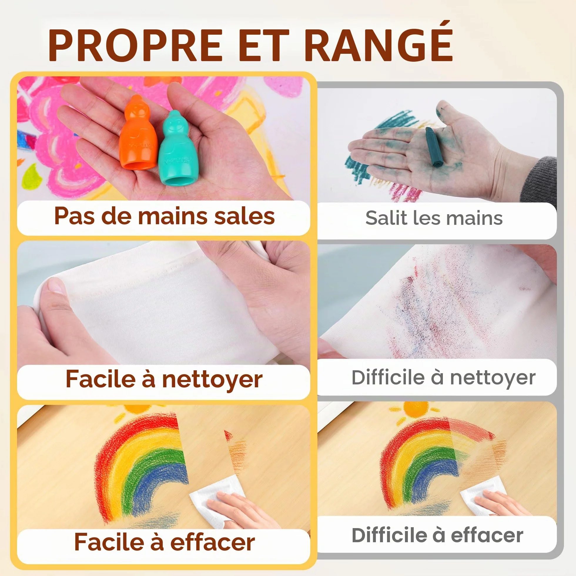YPLUS Crayons de Cire Empilables Bonhomme de Neige – 8 Couleurs Vives, Lavables et Non Toxiques