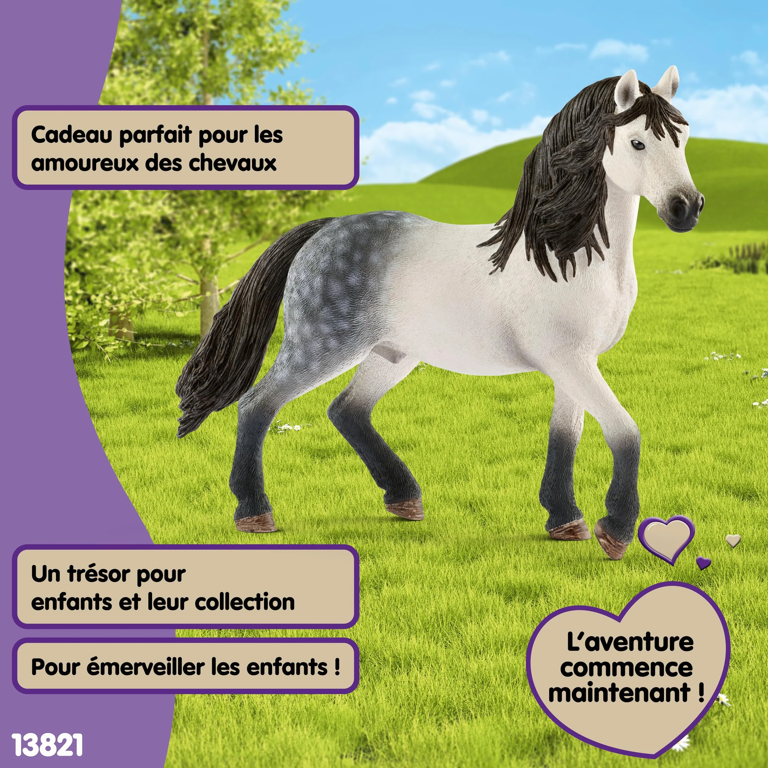 Schleich Horse Club Étalon andalou 13821 Cheval fidèle aux détails Jouet Cheval 14 x 4 x 11 cm