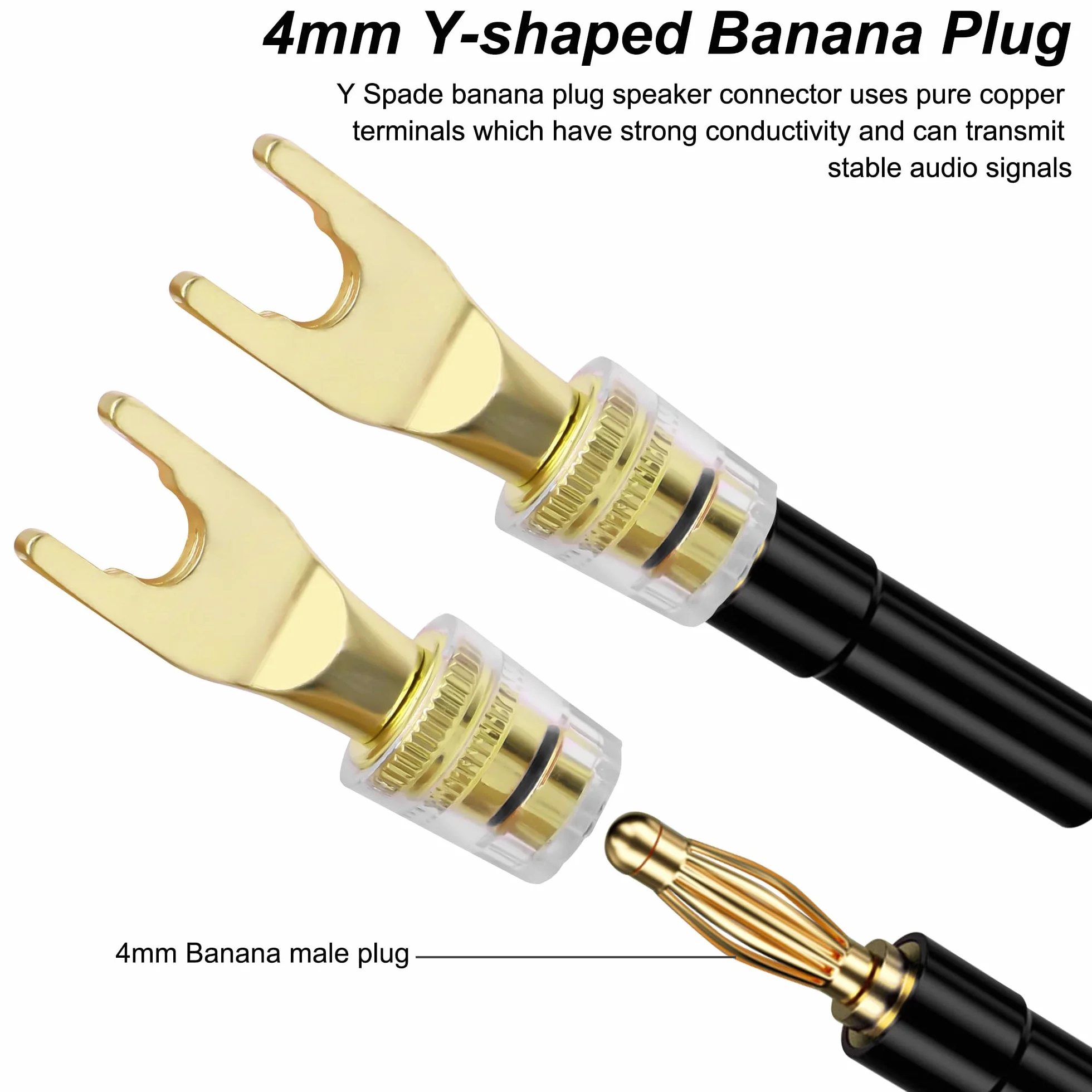 Y-Flachstecker 4 mm Câble Banane Noir Rouge U-Gabel Y-Spaten Haut-parleur Doré Enceinte Panneau Mural Banane Système