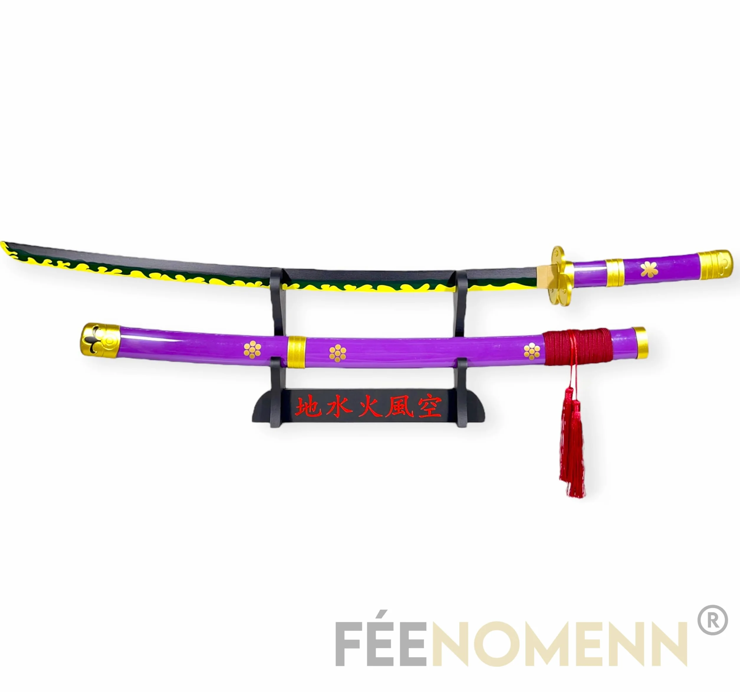 FÉENOMENN Katana One Piece Zoro Enma Épée Lame Bois Support Japonais