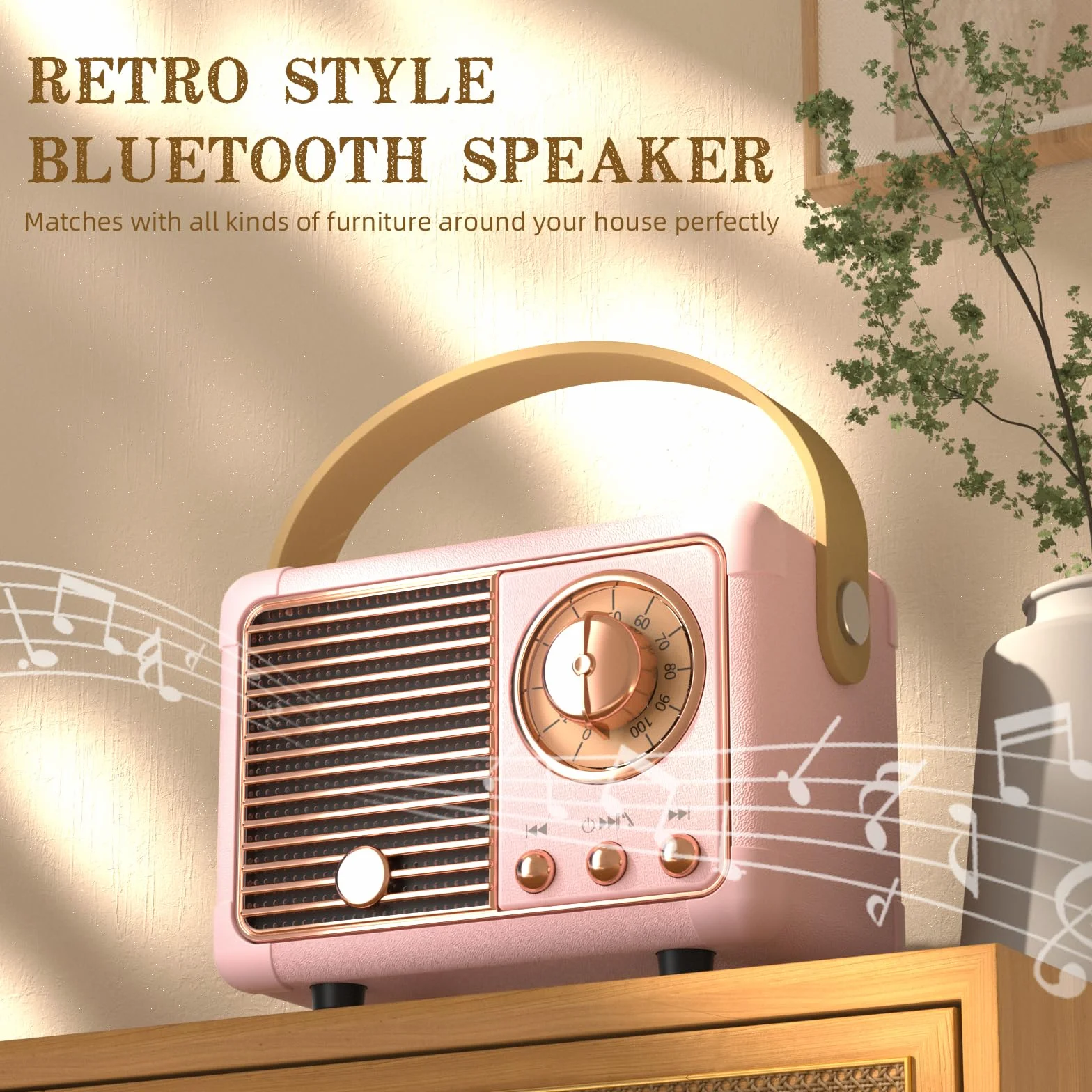 Enceinte Portable Bluetooth Kawaii Haut-parleurs sans Fil Cadeau Fille 10 Ans Rose