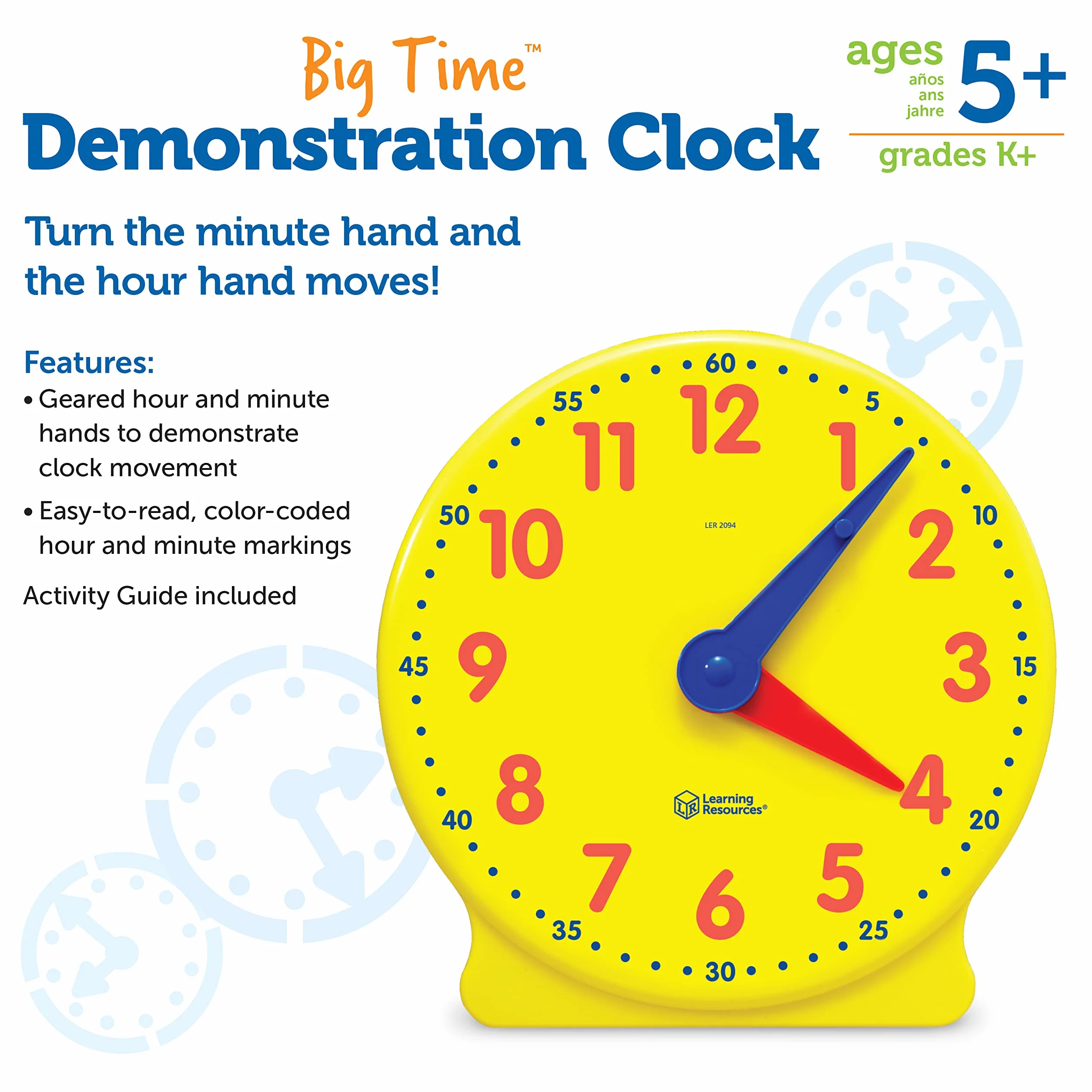 Learning Resources Big Time™ Horloge d'apprentissage de démonstration 12 Heures