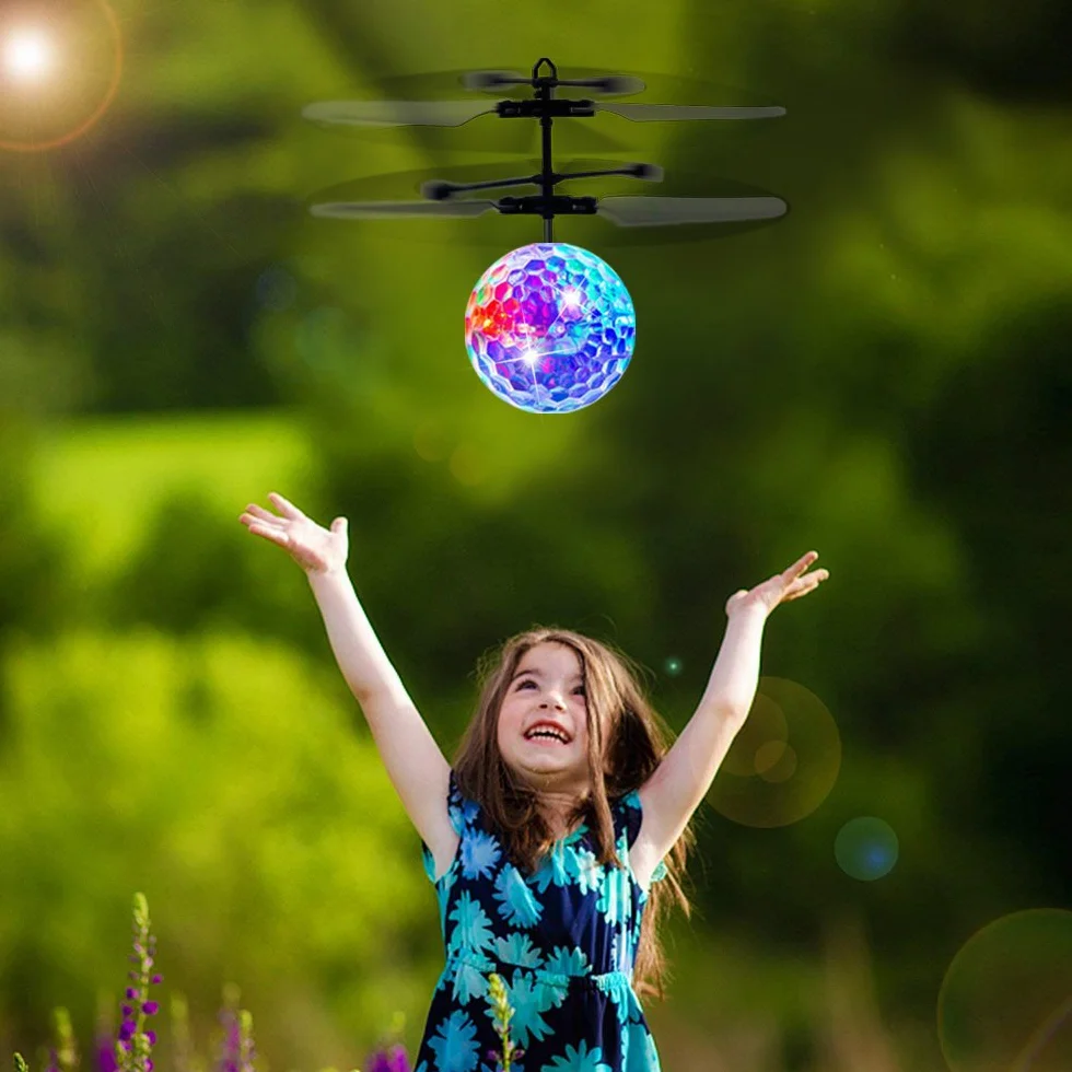RC Flying Ball Jouet Cadeau pour Enfants 8-12 Ans, Induction Infrarouge Hélicoptère Drone avec LED Lumière