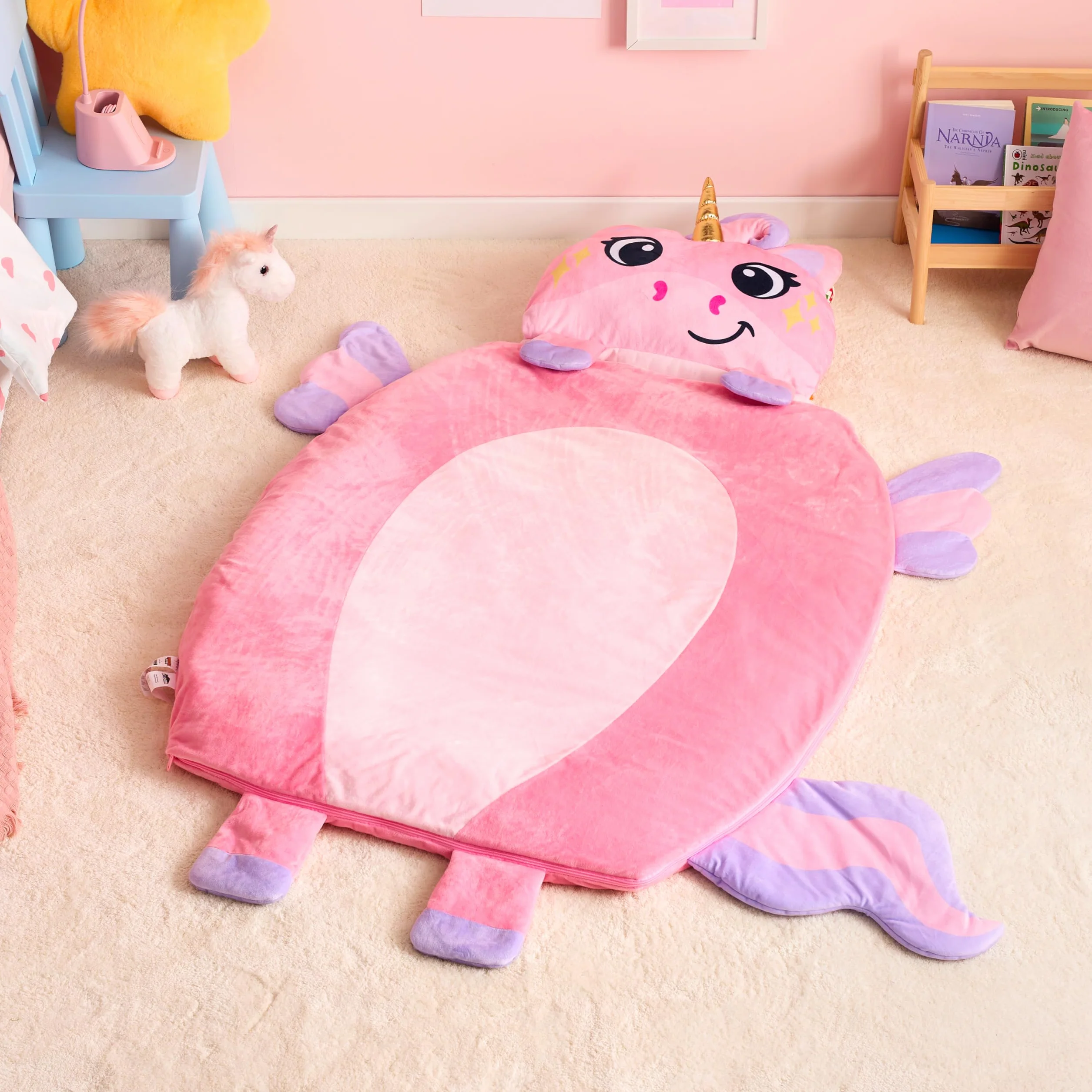 JOIEDOMI Tapis de Sieste 152 x 99 cm avec Oreiller et Couverture pour Enfants d'âge Préscolaire 3 Ans et Plus, Sac de Couchage en Peluche Douce